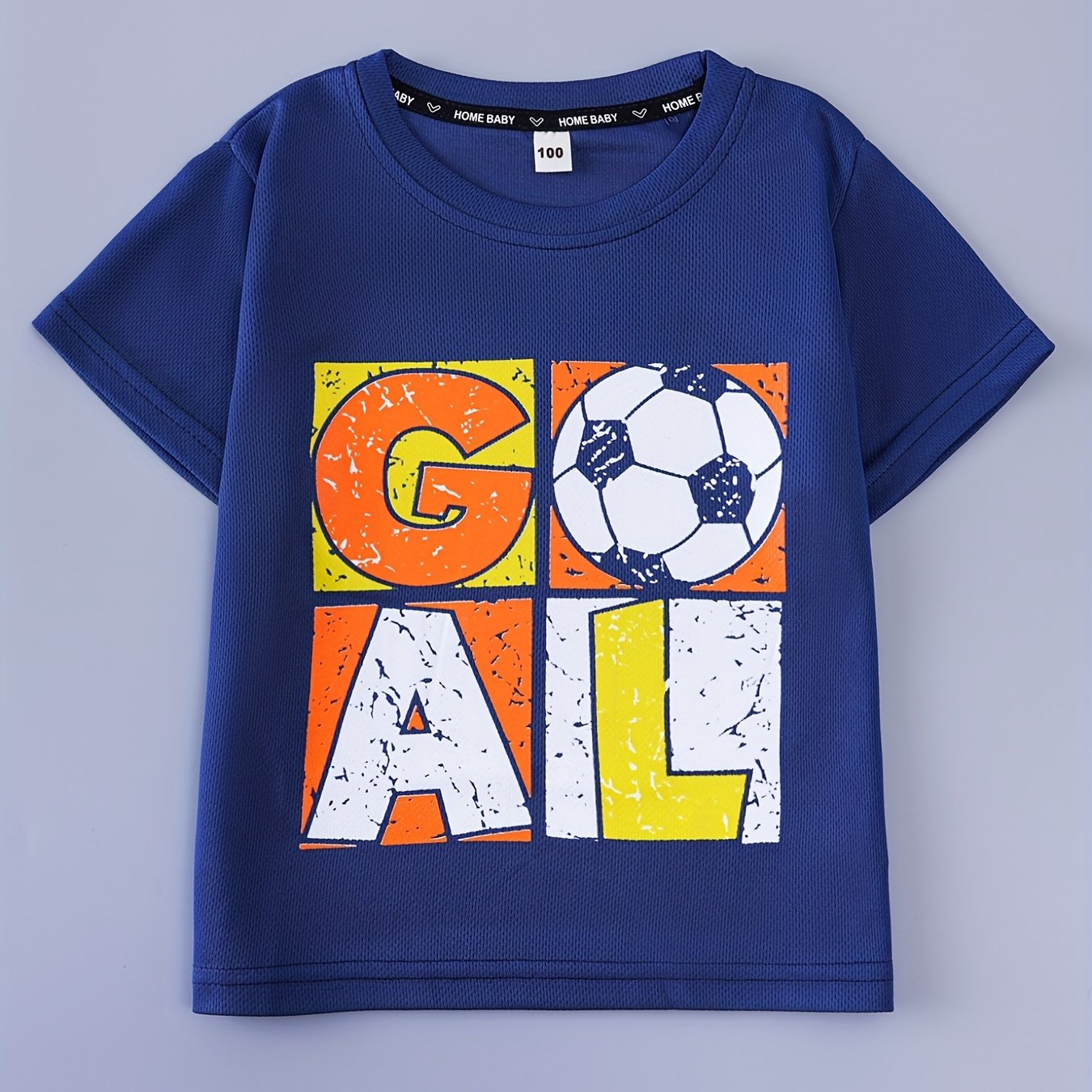 Boys 2023 Summer New Sports Fashion Round Neck Short Sleeve T-shirt With  GOAL Print