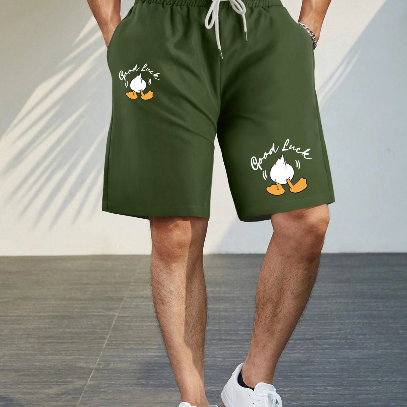 Funky Bear Print Elastic Waist Shorts Solid Casual Shorts - Temu Canada