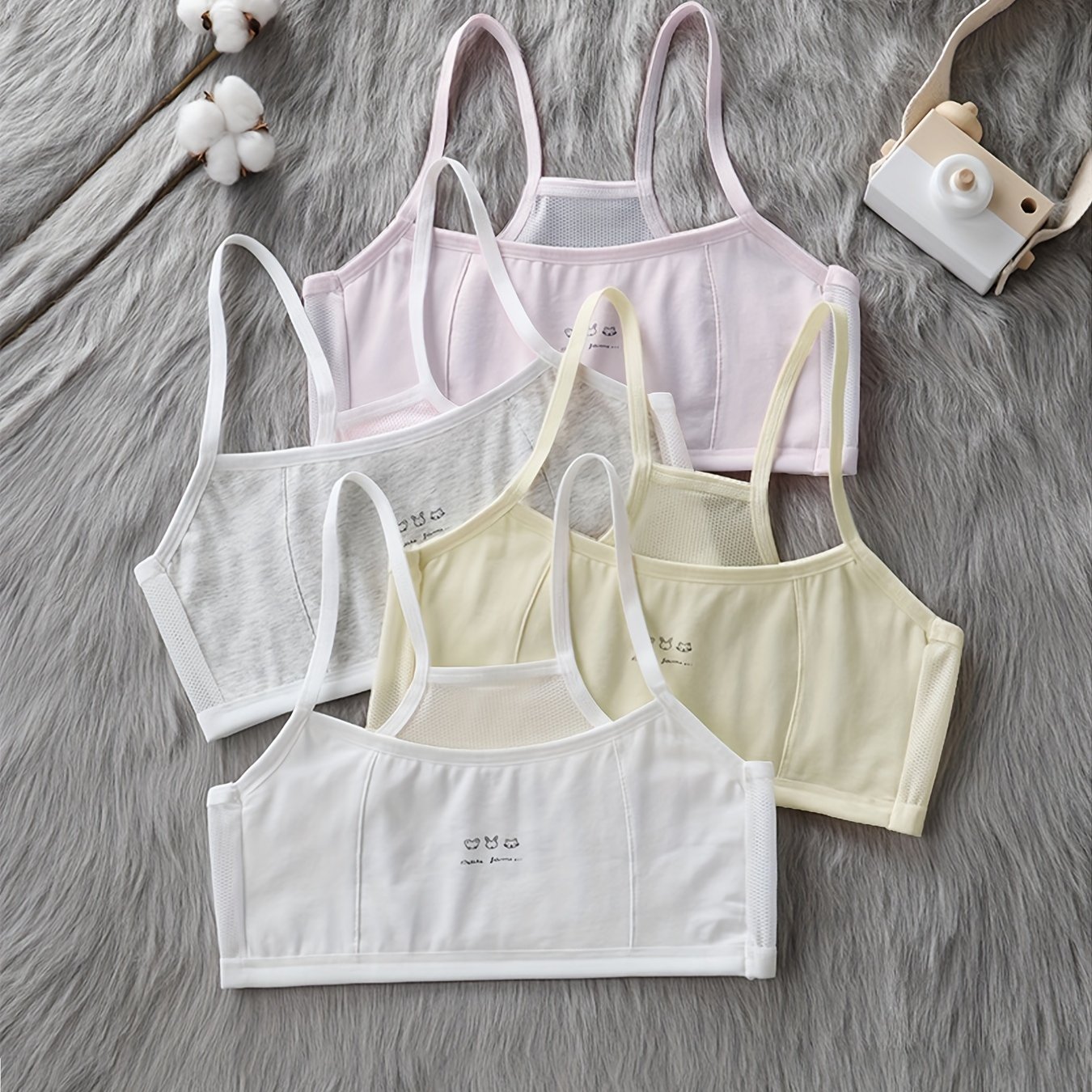 Girl's Development Period Bra Set 95% Cotton Unpadded - Temu