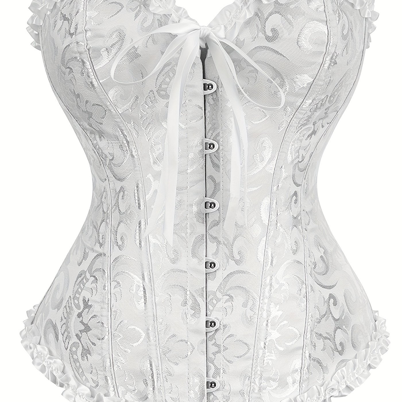 AXXD Corsets for Men Clearance,Lace-up Floral Print Fishbone Court Vintage  Corset Straps Tank Top Low Back Shapewear White 10 