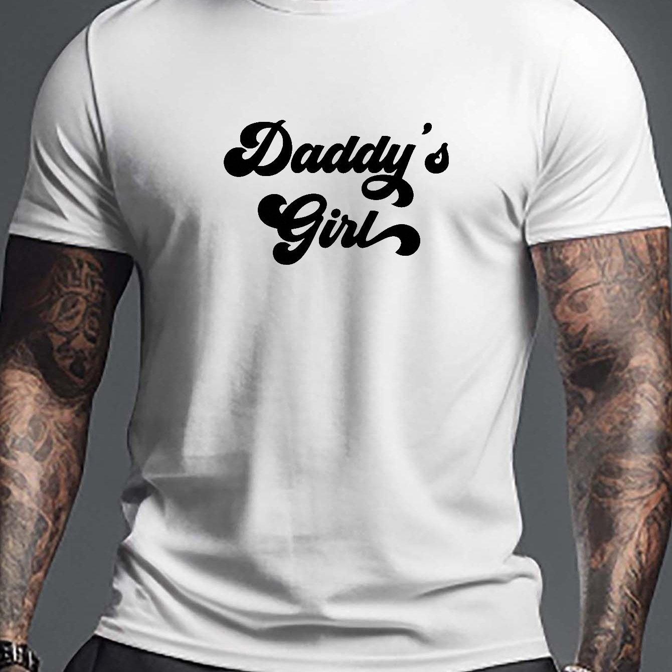 Men's Plus Size daddy's Girl Print Solid Color Loose - Temu
