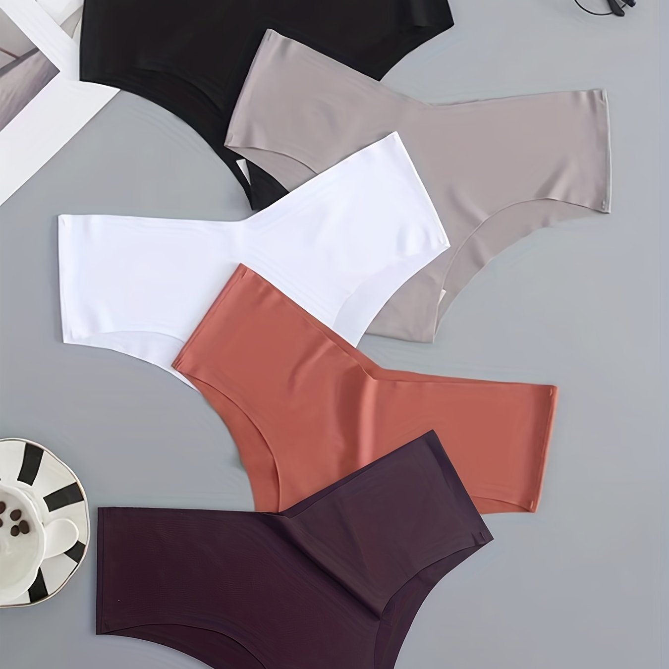 5-pack Women's V-waist Briefs One-piece Seamless Adhesive Comfortable Breathable Hip-lifting