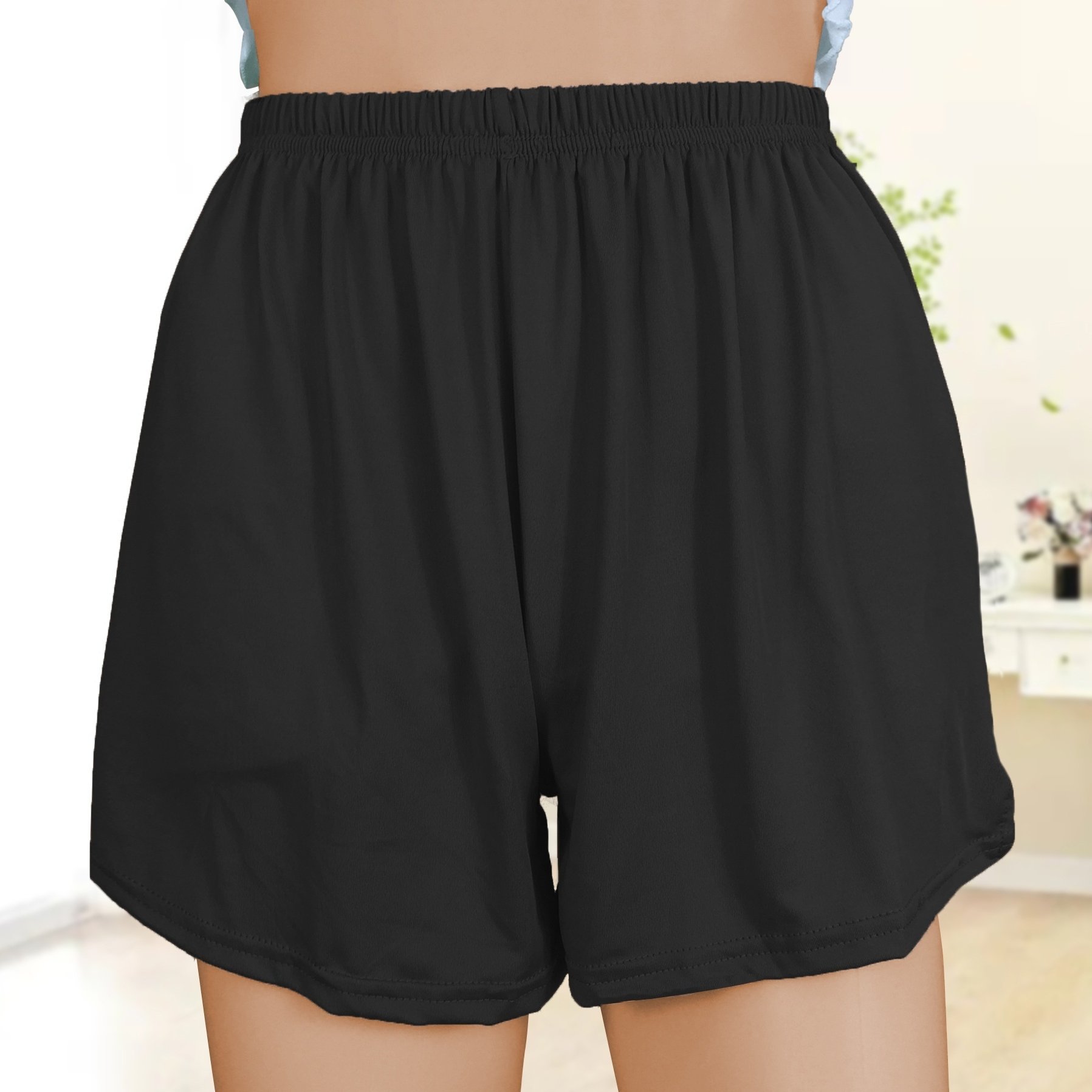 E-shop Modische Freizeitshorts, mittelhohe, weiche Schlafhose, elastische Hose mit Schlitz, Damen-Daunenhemd, einfarbig, Khaki