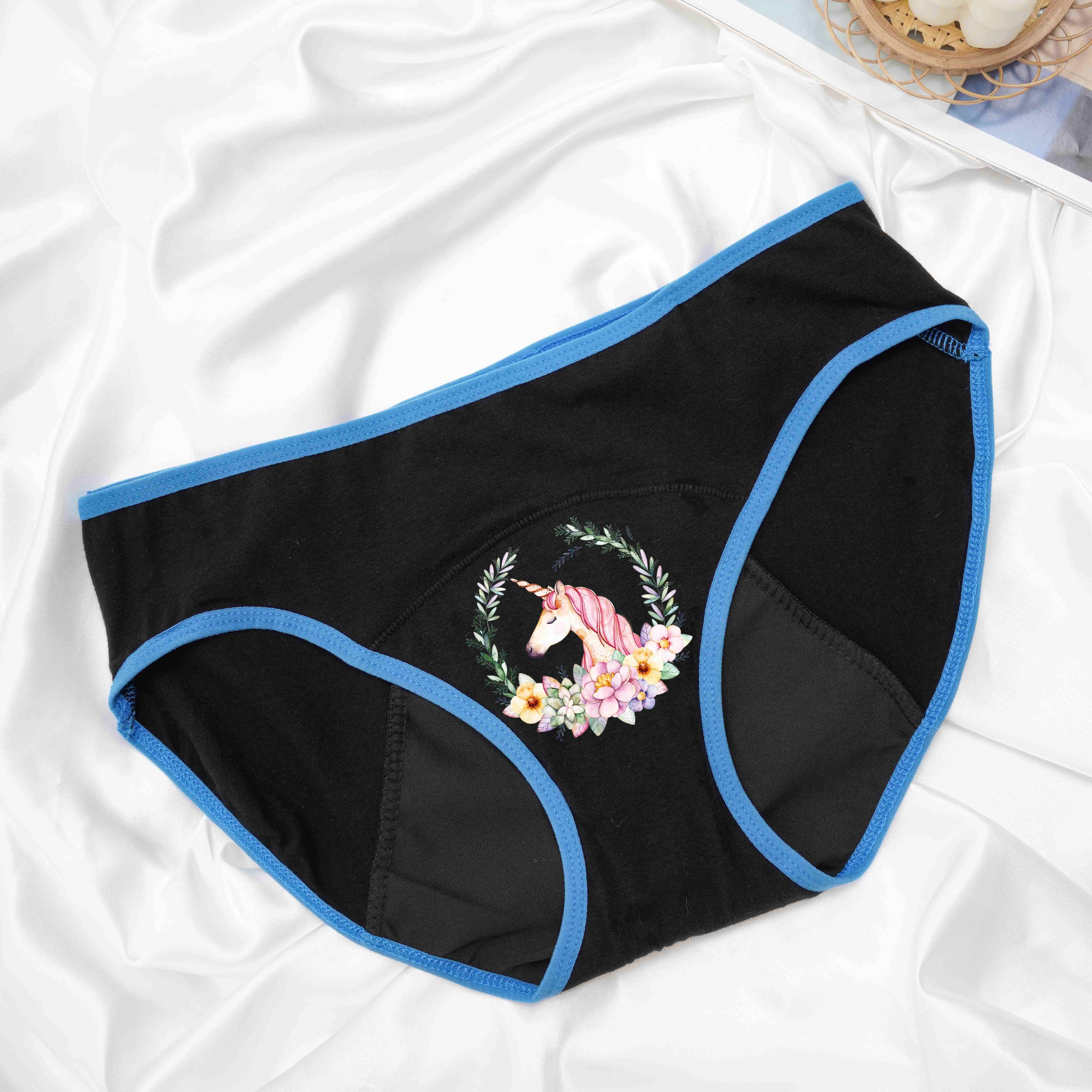 Unicorn Print Panties Comfy Cute Colorblock Trim Anti leak - Temu Spain