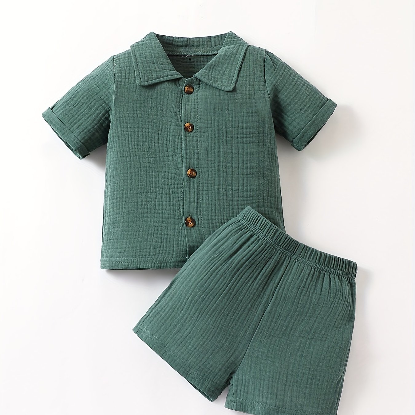 Image of Boys' Summer New Short Sleeve Shirt And Shorts 2pcs Set, Fashion Casual Outfit, Perfect For Outdoor
