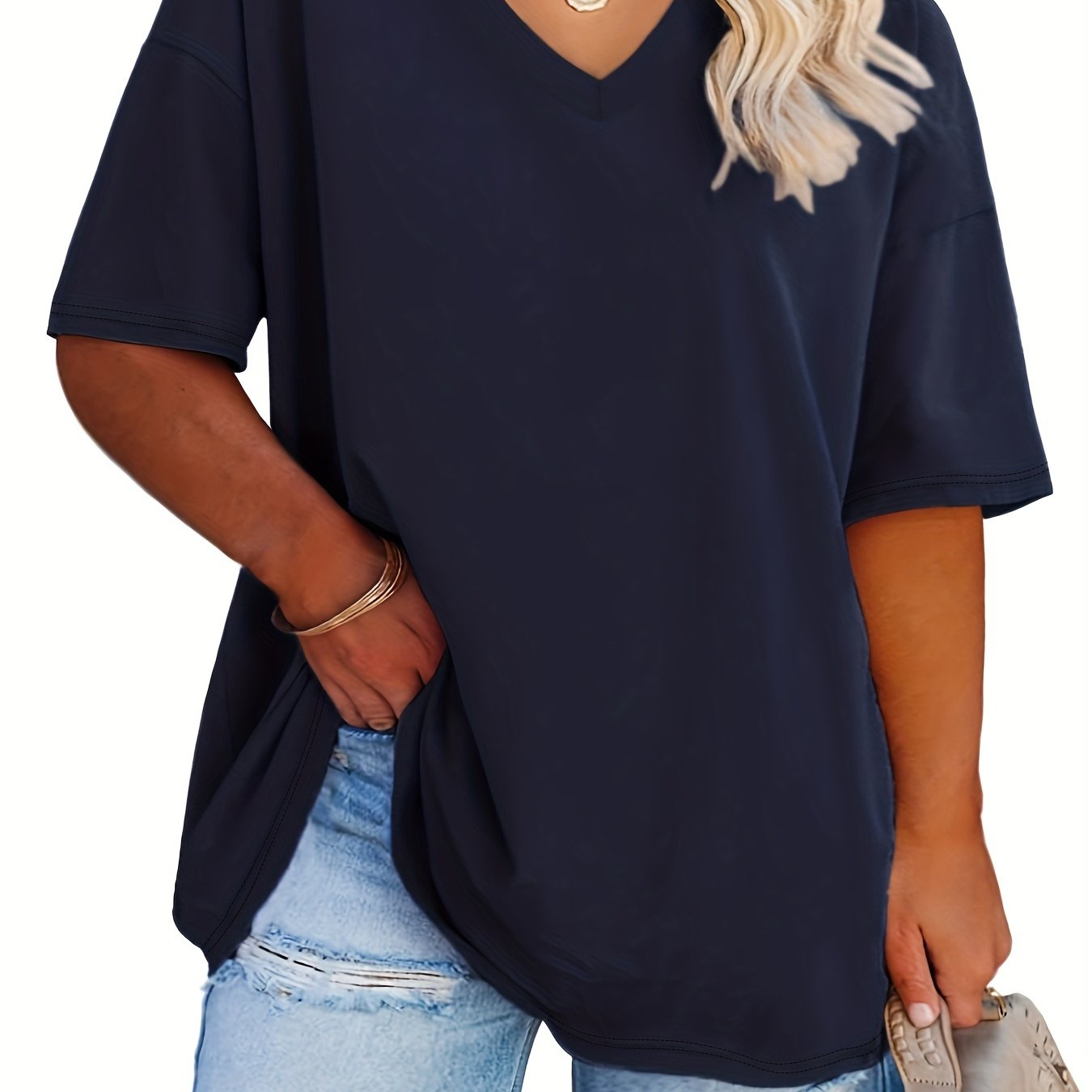 Plus Size Ladies Summer Short Sleeve T Shirt Tops Womens Plain