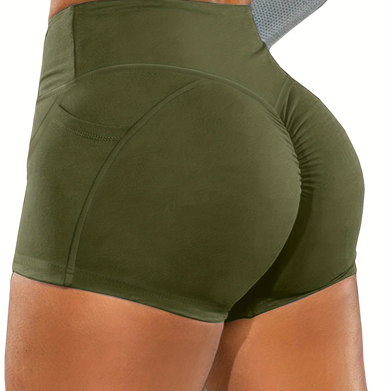 Solid Scrunch Butt Hotpants High Waisted Workout Shorts - Temu Canada