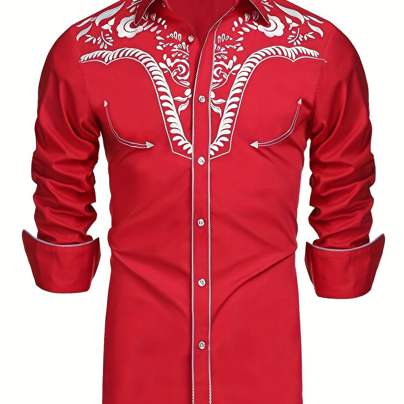 98% Cotton Elegant Western Cowboy Men's Casual Long Sleeve - Temu