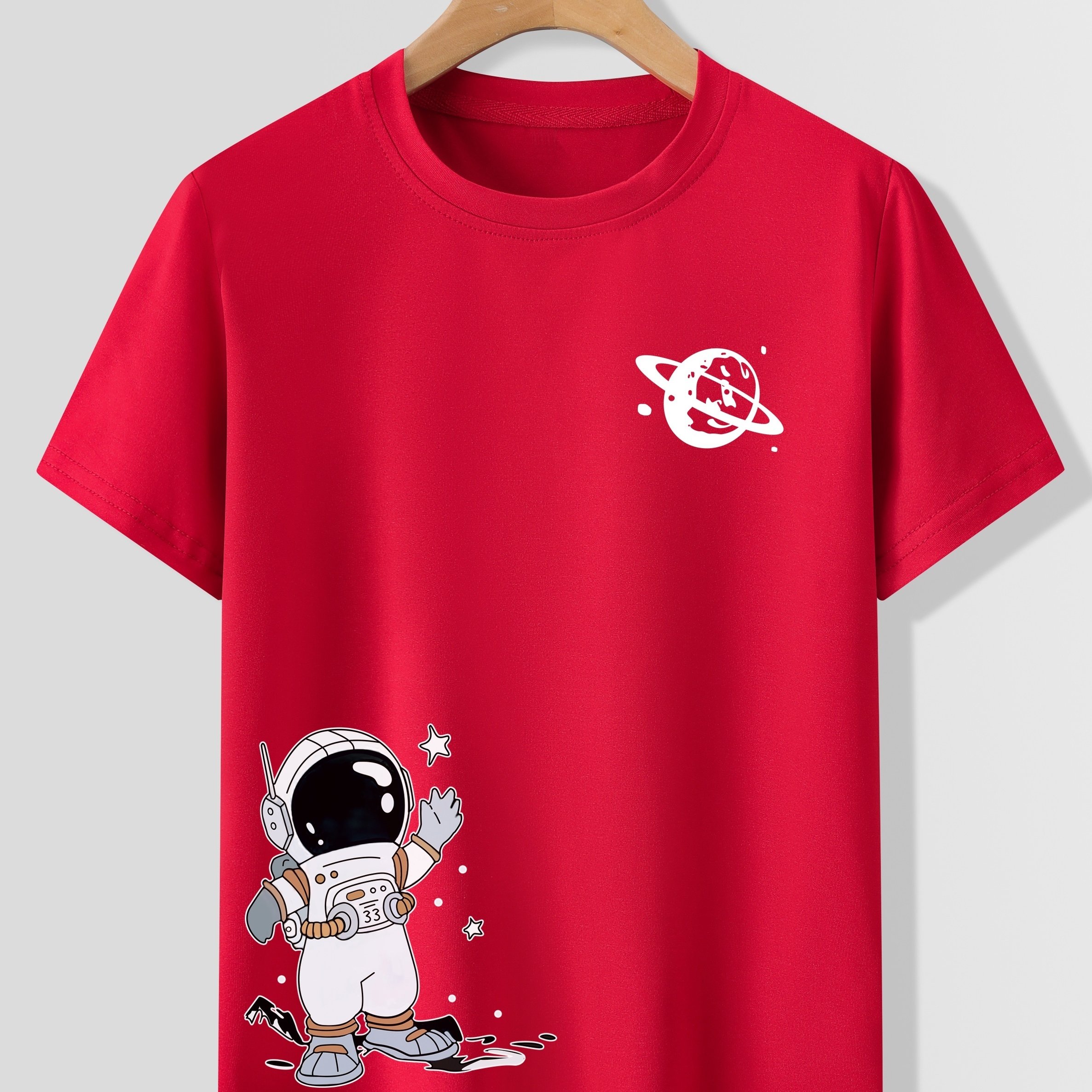 Boys Planet Astronaut And Rocket Cotton T-shirt Tee Top Short Sleeves Crew  Neck Summer Casual Soft Comfortable Kids Clothes - Temu