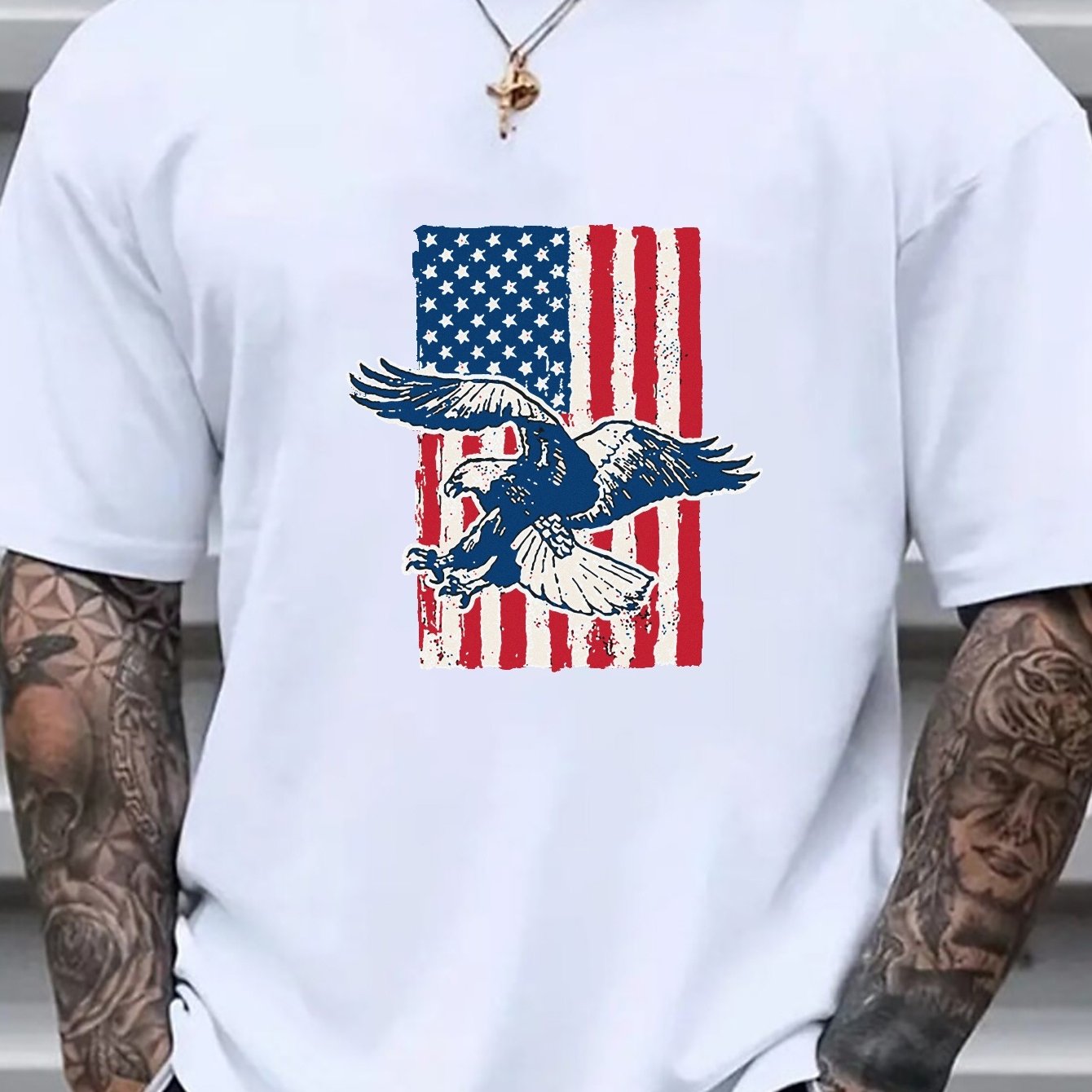 Mens Street Style Shirt With Eagle Us Flag Graphic Print For Summer  Oversized Loose Fit Short Sleeve Shirt For Males Plus Size, High-quality &  Affordable