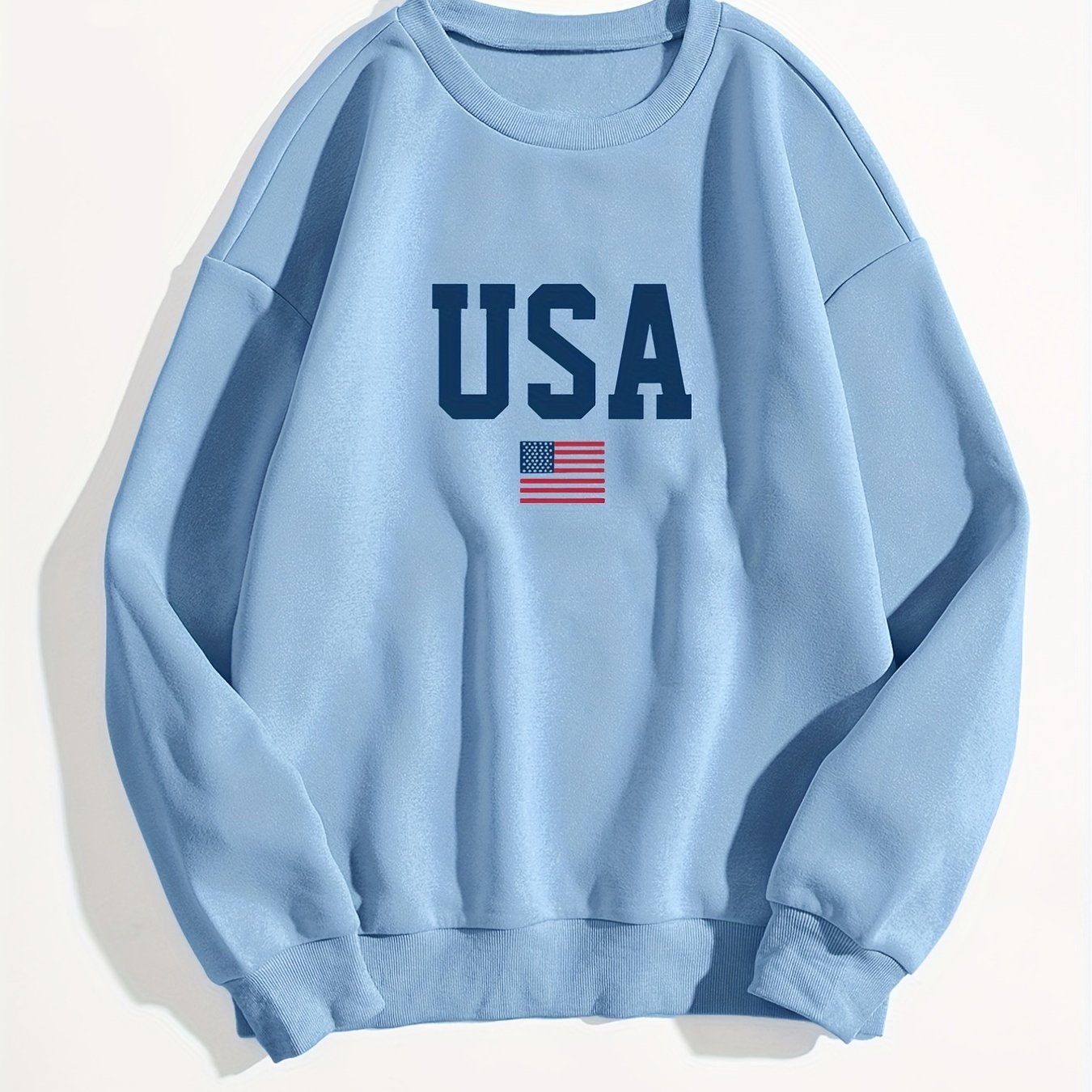 Women's Flag Sweaters Casual Long Sleeve Crew Neck Knit Pullover Tops USA  Graphic Tees (Navy Blue, S) at  Women's Clothing store