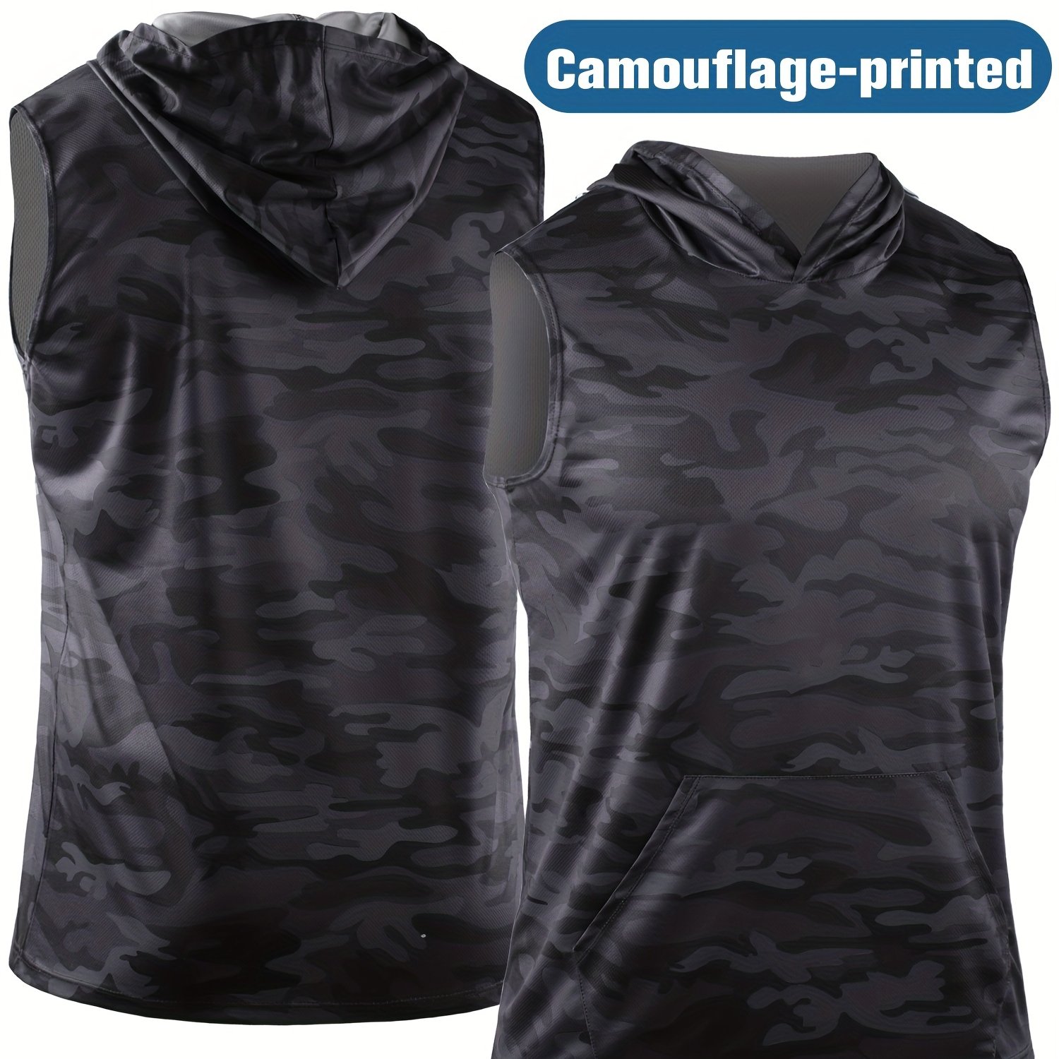Mini Camo Reversible Hooded Vest - Charcoal/combo