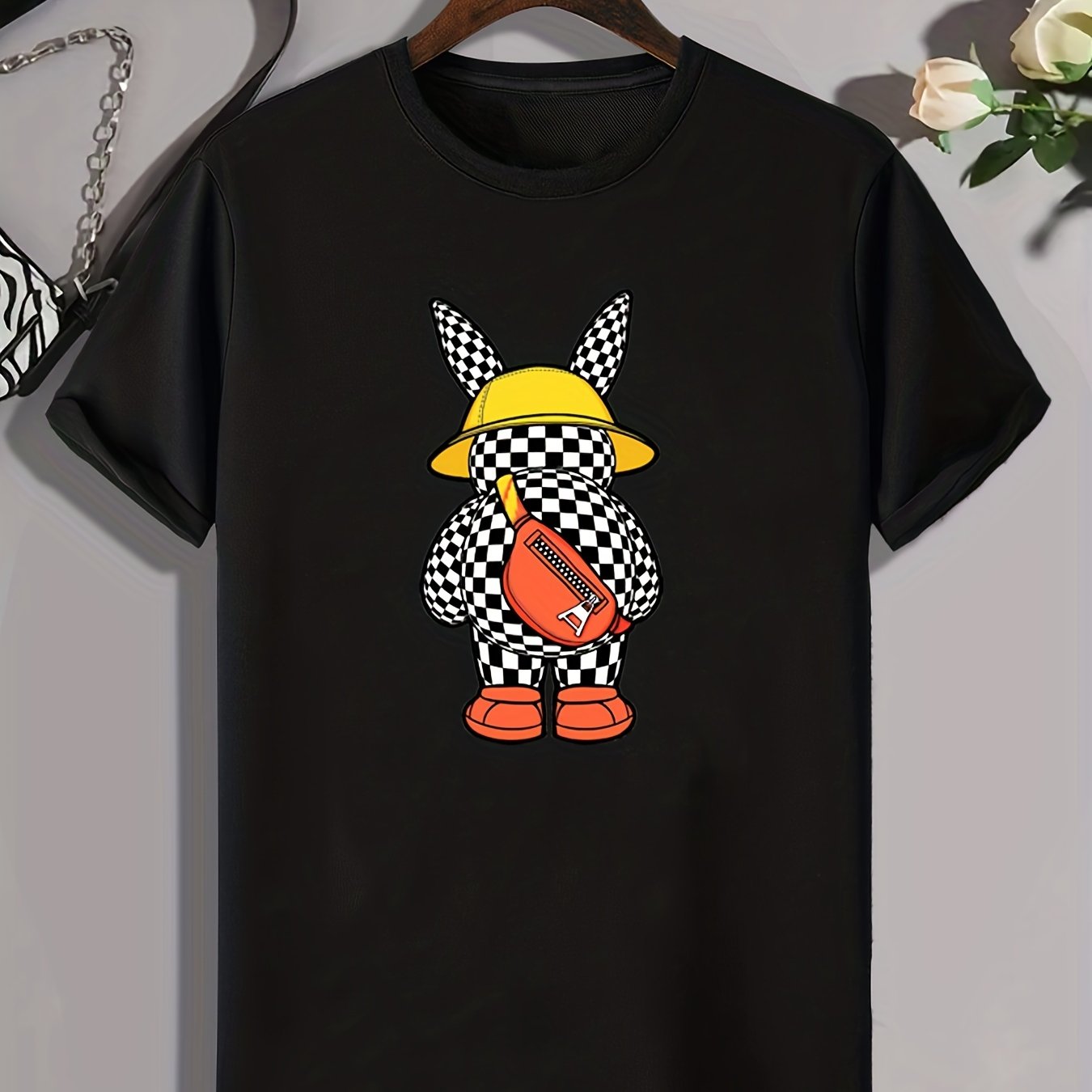 Cute Rabbit Print Men's Graphic T Shirt Casual Comfy Tees For Summer ...