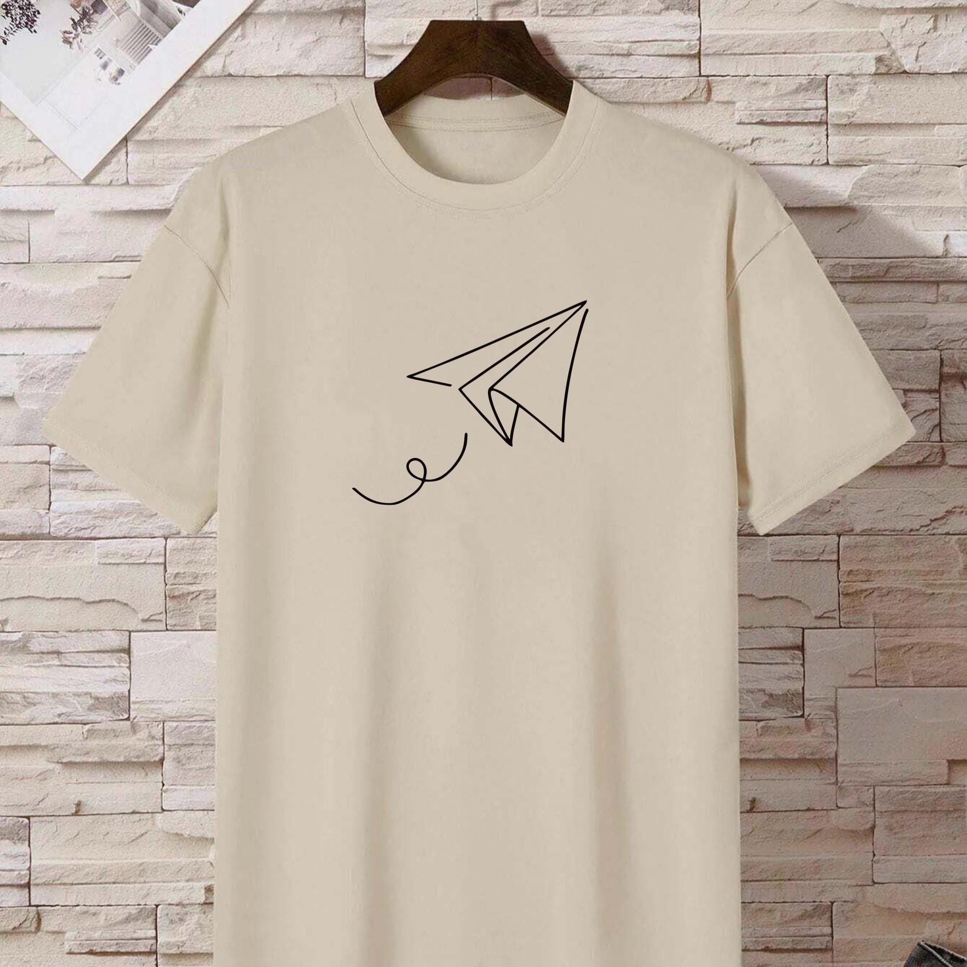Paper Plane Pattern Print Men's Comfy Chic T-shirt, Graphic Tee Men's  Summer Outdoor Clothes, Men's Clothing, Tops For Men, Gift For Men - Temu  Austria