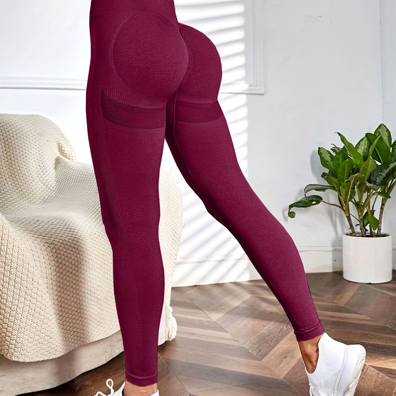 Solid Color Yoga Sports Leggings, Stretchy High Waist Fitness Athletic  Pants, Women's Activewear