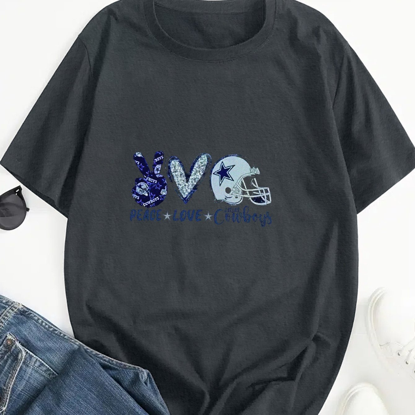 Men's Plus Size Peace Love Dallas Cowboys Hoodie For Spring Autumn