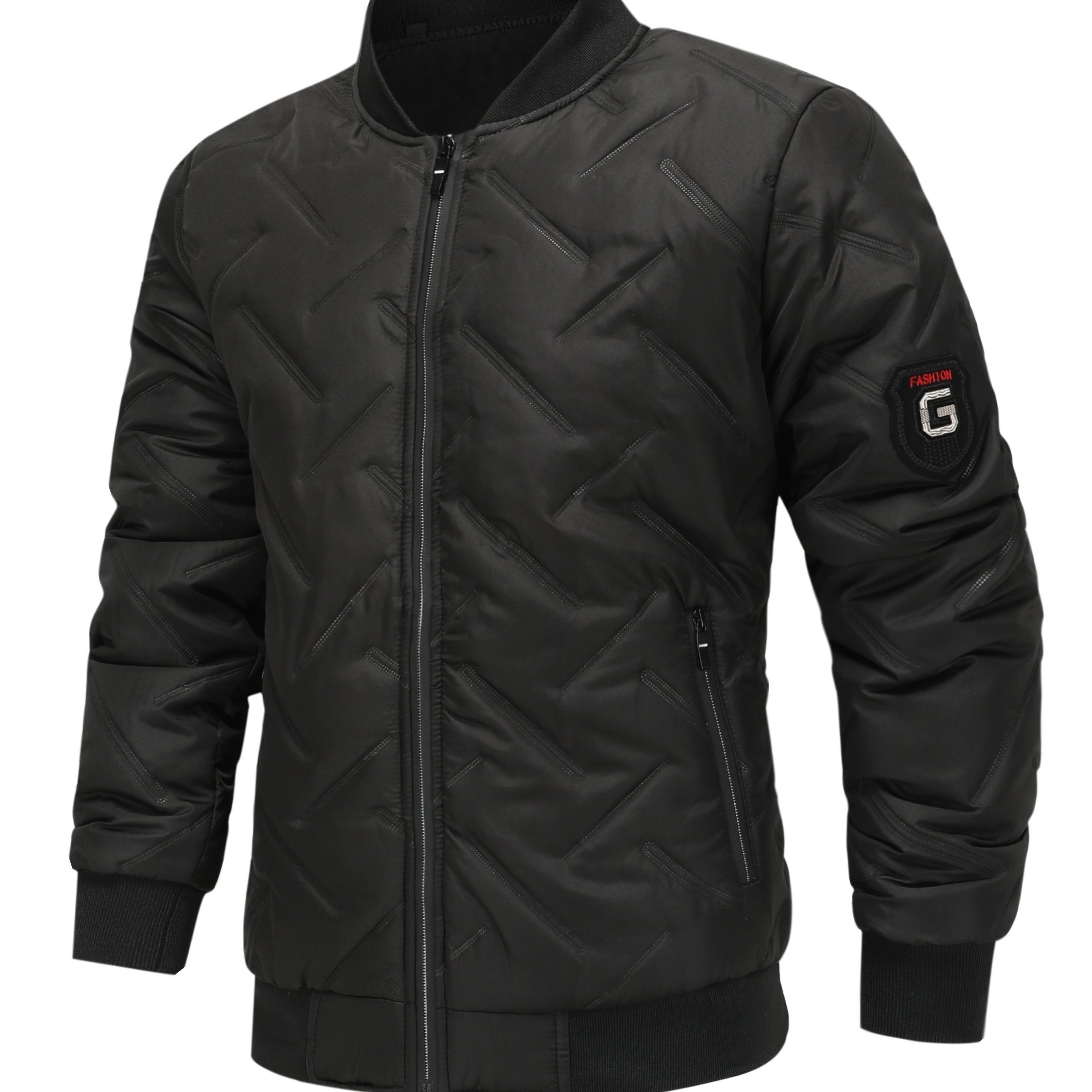 Lightweight Puffer Jacket Men's Warm Winter Zipper Pockets Stand Collar ...