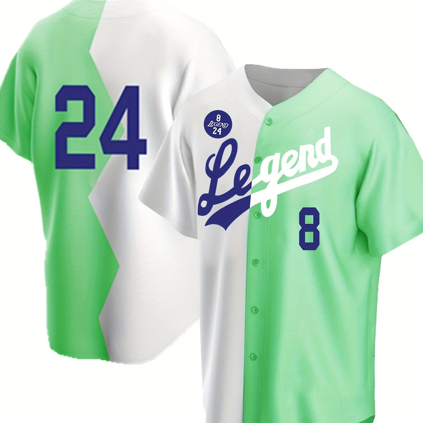 Men's Classic Design Legend 8 Baseball Jersey, Athletic Button Up Short Sleeve Baseball Shirt for Training Competition S-3XL,Temu