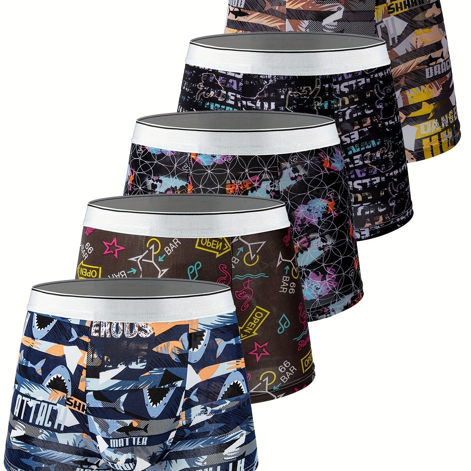 4/5/8/10pcs Men's Ice Silk Cool Comfy Elastic Summer Boxers Briefs  Underwear, Slim Fit Quick Drying Underpants, Multicolor Set