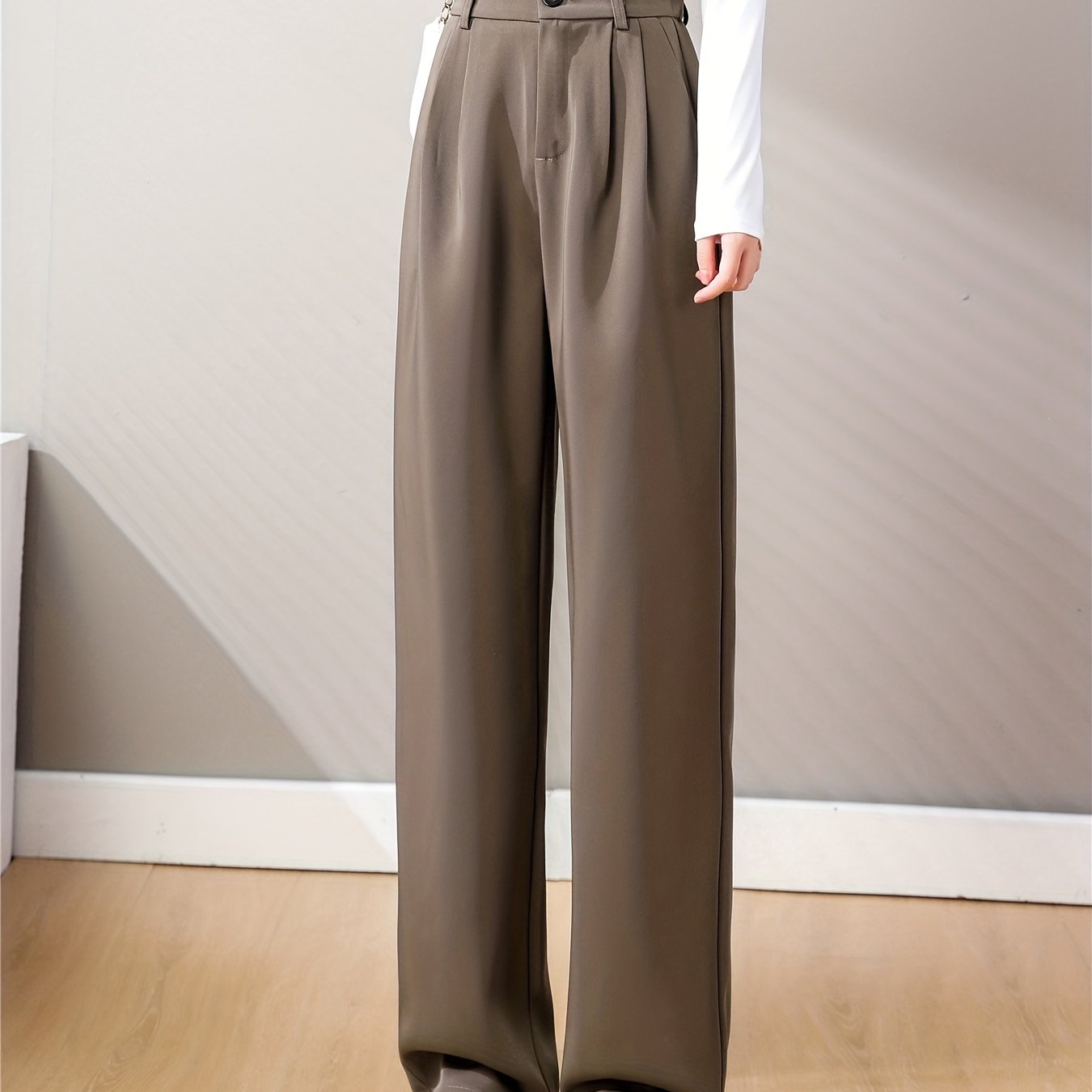 Straight Leg Trouser High Waist Casual Pants Spring Fall - Temu