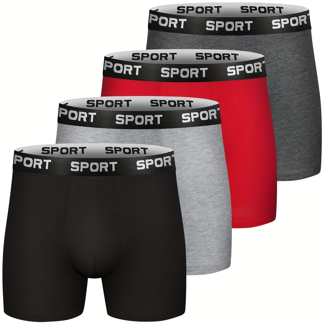 4 Pack Mens Trunk Underwear No Regular Stretch Elastic Wide Band