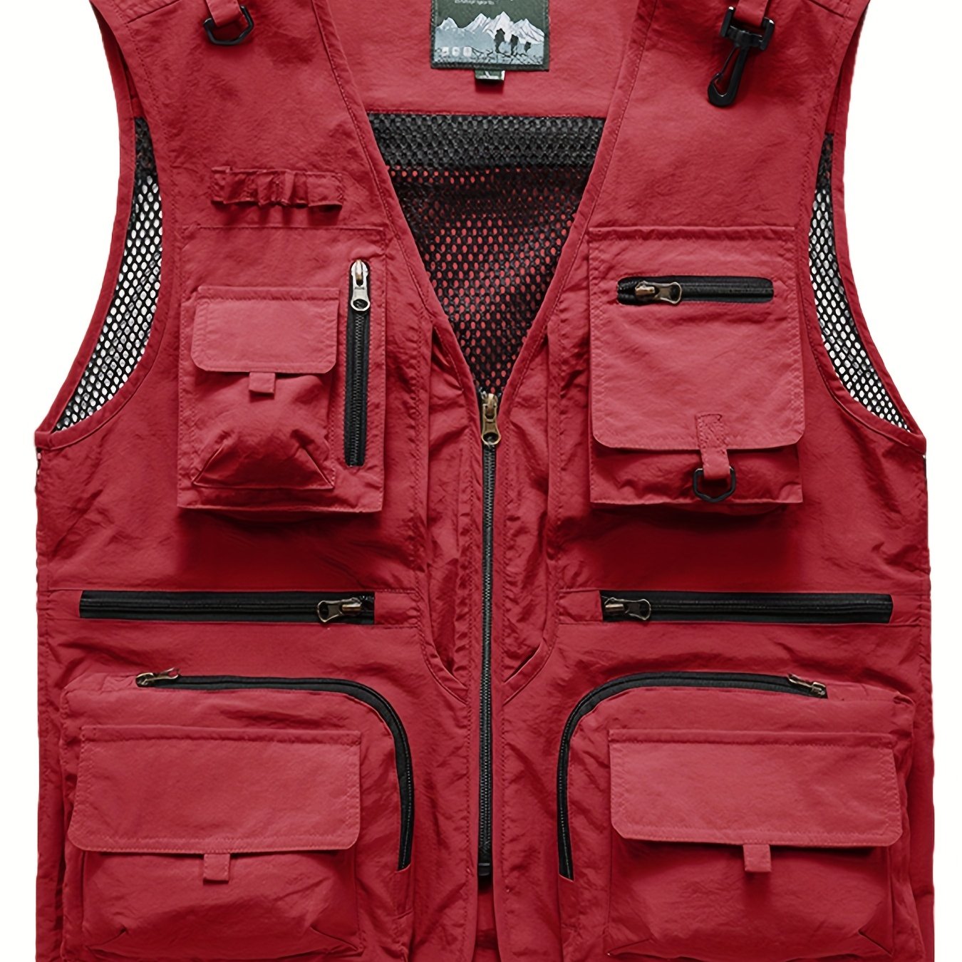 Zipper Pockets Cargo Vest, Men's Casual Outwear V Neck Zip up Vest