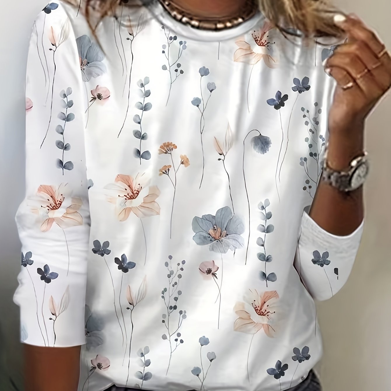 Sweat-shirt Femme Oversize Imprimé étoiles - Col Rond Manches Longues - Tendance Décontracté