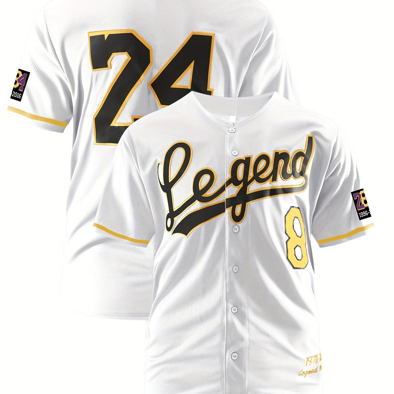 Men's Legend #824 Baseball Jersey, Retro Classic Baseball Shirt, Breathable  Embroidery Button Up Sports Uniform For Party Festival Gifts - Temu