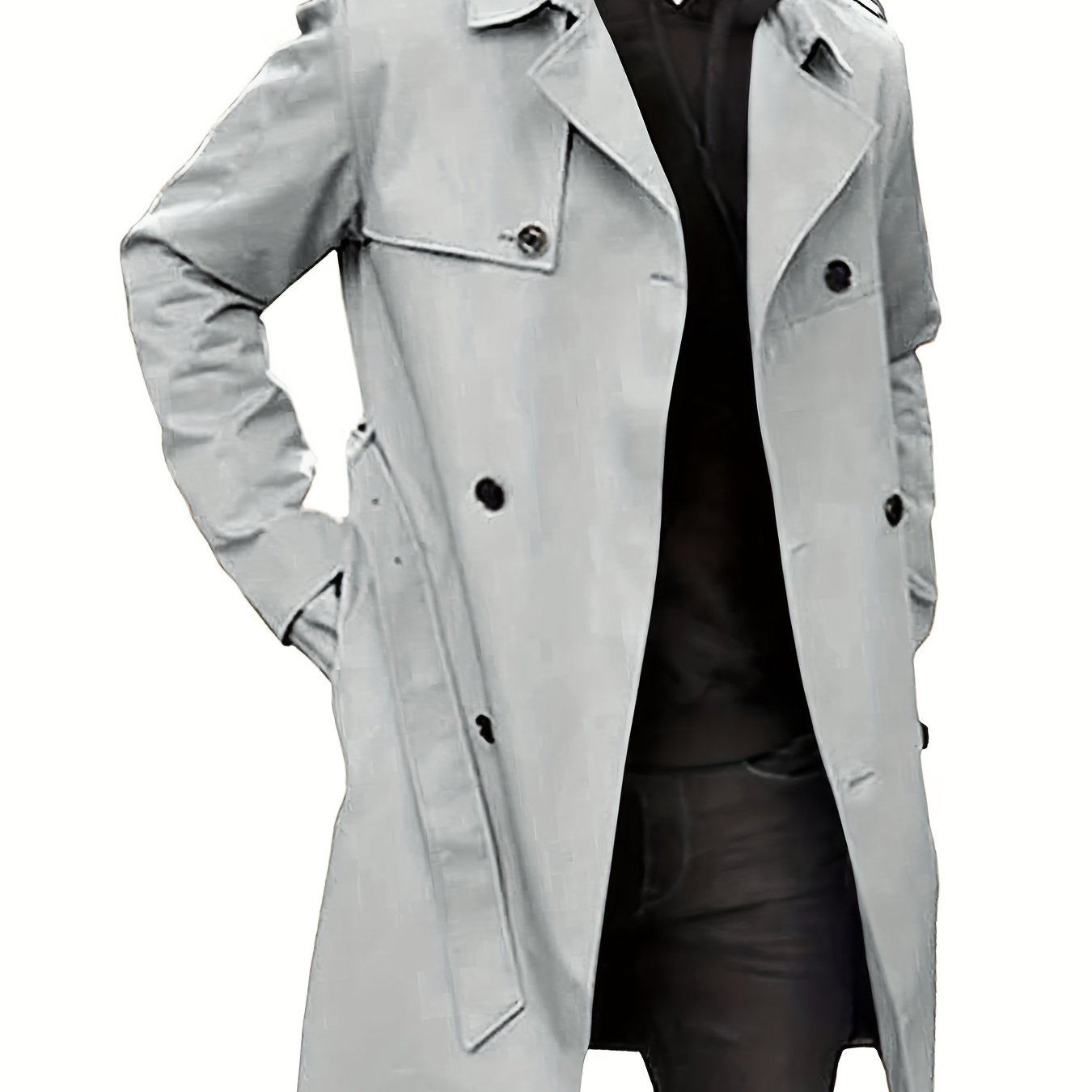 plus size men's trendy windbreaker double breasted belt - Temu
