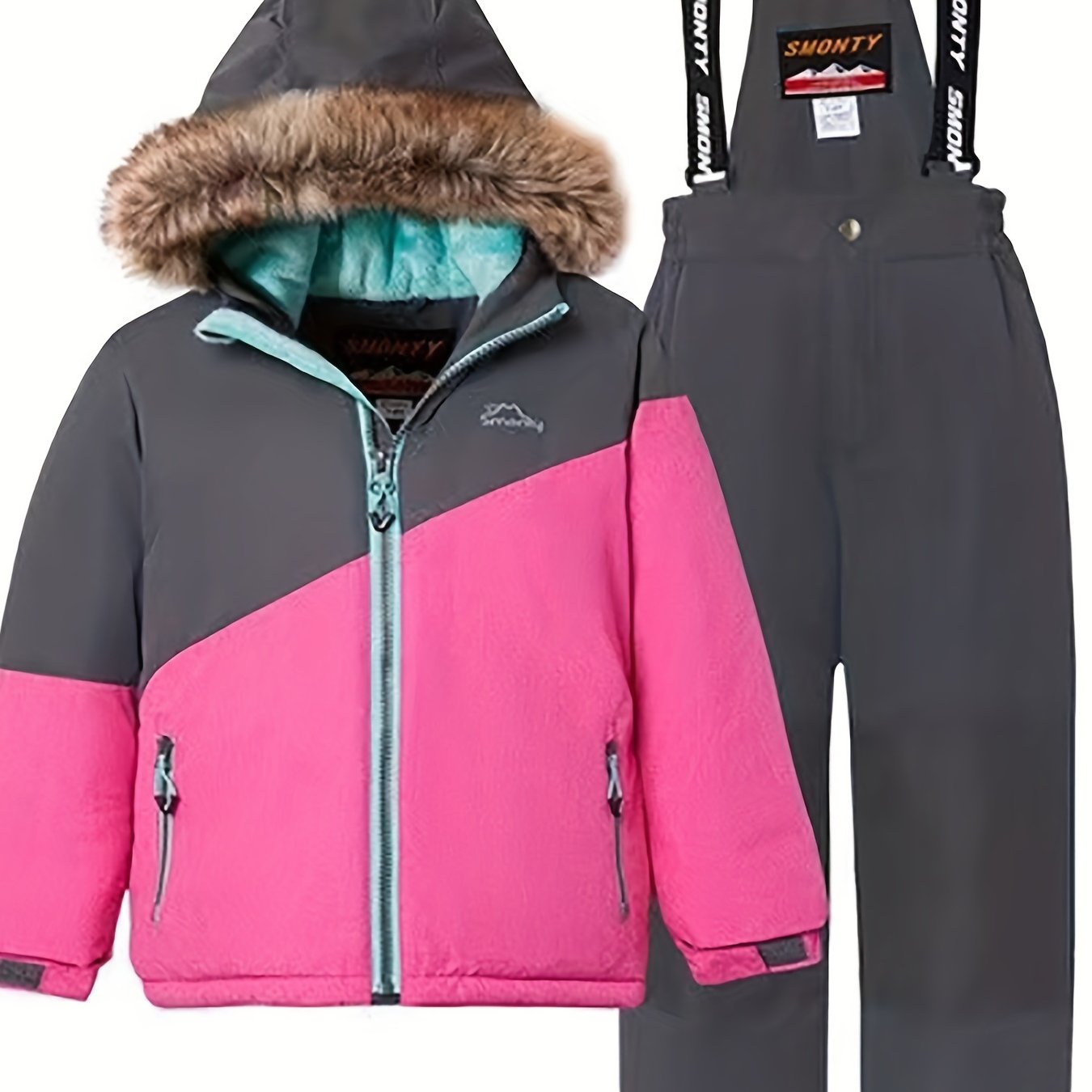Combinaison de ski matelassée à capuche et motif color block (du 2 au 8  ans)