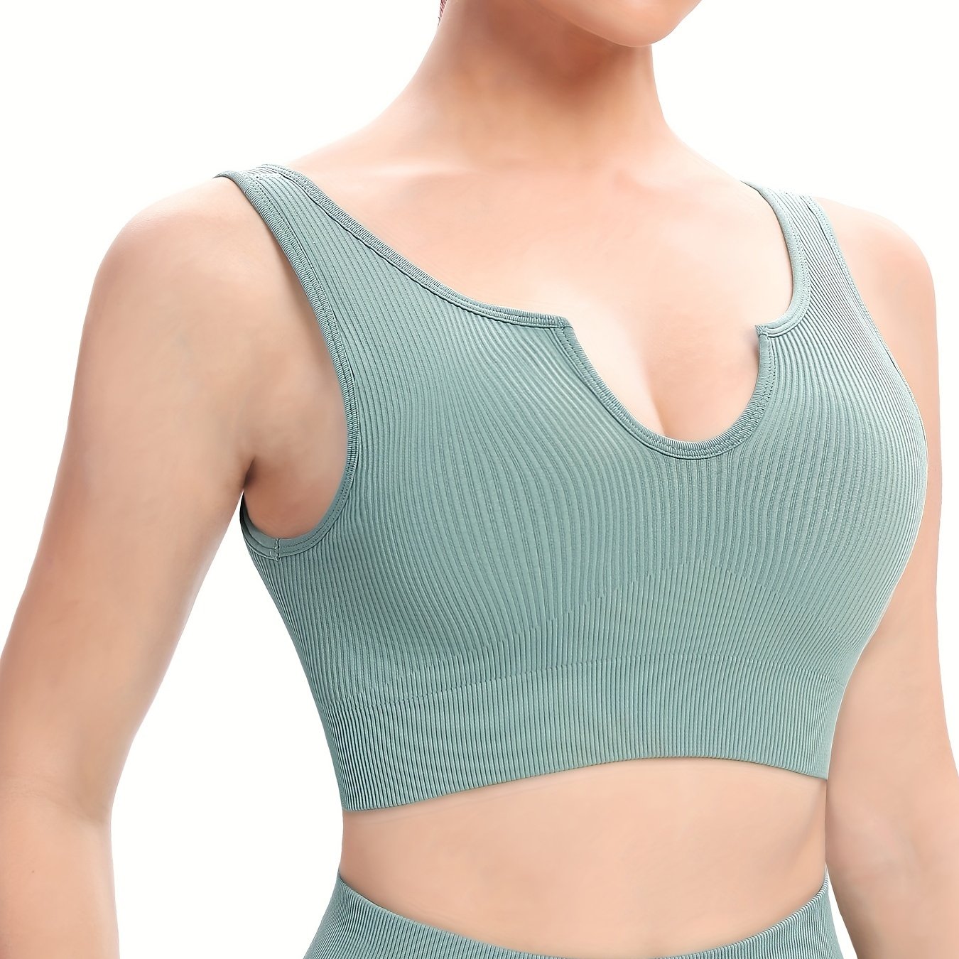 Padded Sports Bra Wireless Medium Support Yoga Bras Longline - Temu