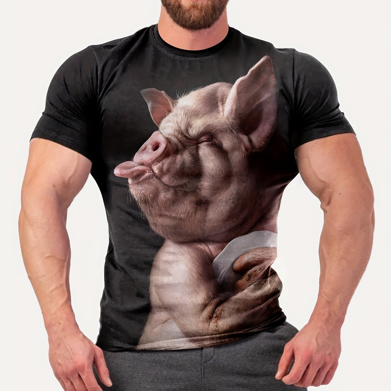Camiseta divertida de cerdo para hombre, camisetas con estampado 3d de  animales, camisetas divertidas de manga corta de gran tamaño, ropa para  hombre - AliExpress