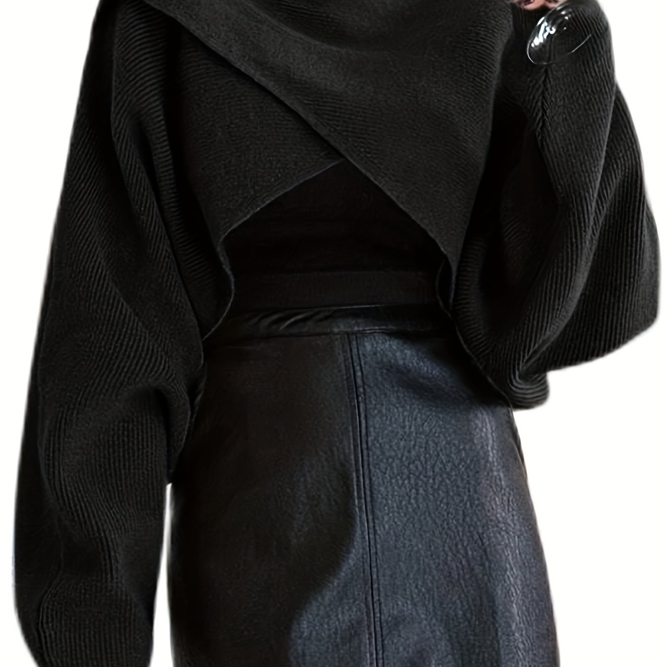 Autumn/winter Cross-front Shawl Neck Pullover Sweater, Off-shoulder Cropped Batwing Sleeve Cover-up Top