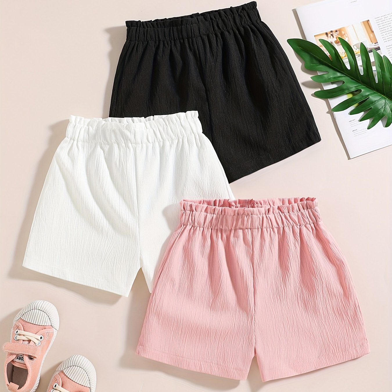 Toddler Girls Bow Paperbag Waist Casual Shorts Kids Summer - Temu