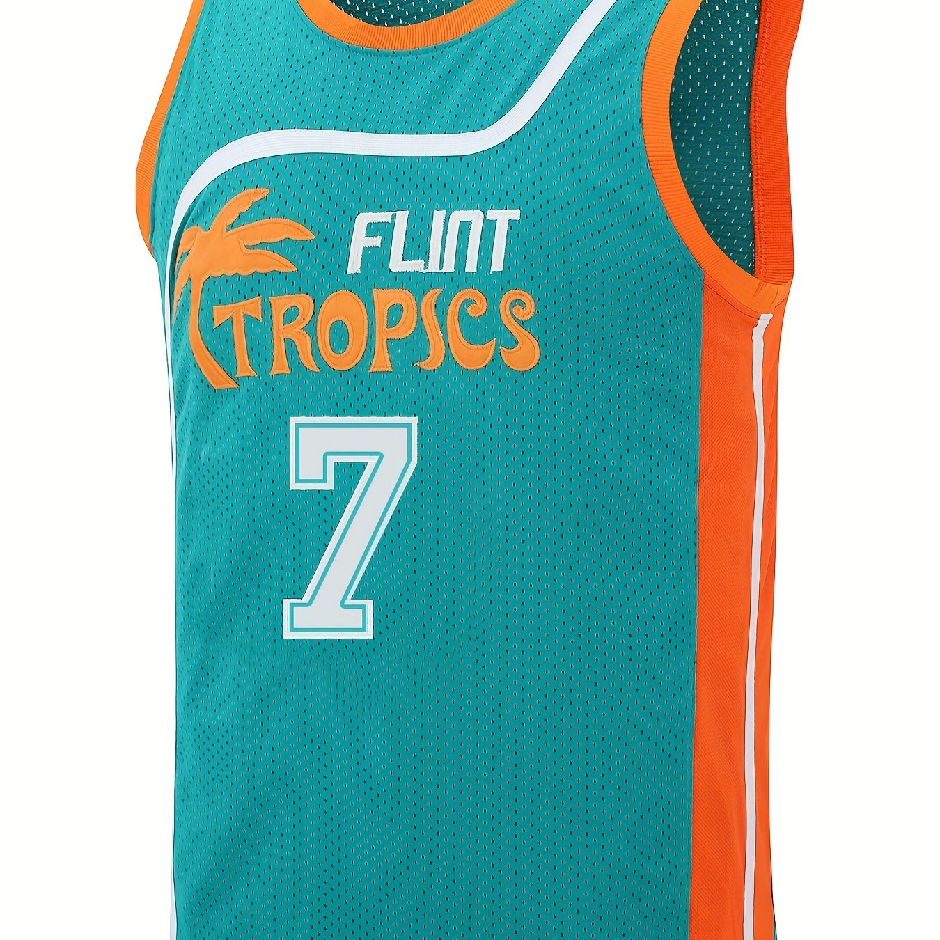 Temu Men's Flint Tropics #33 Basketball Jersey, Mens Vintage Embroidery Breathable Round Neck Sleeveless Uniform Basketball Shirt for Training