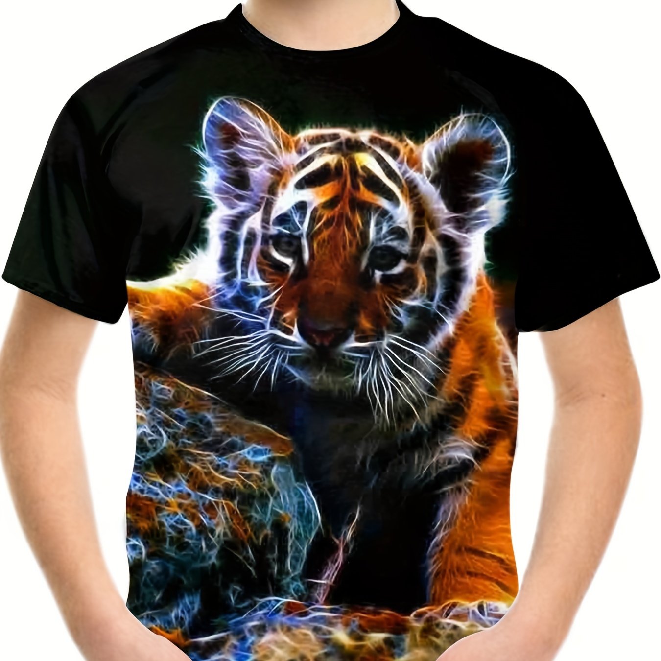 Trendy Tiger 3d Print Boys Creative T-shirt, Casual Lightweight Comfy Short  Sleeve Tee Tops, Kids Clothings For Summer - Temu United Arab Emirates