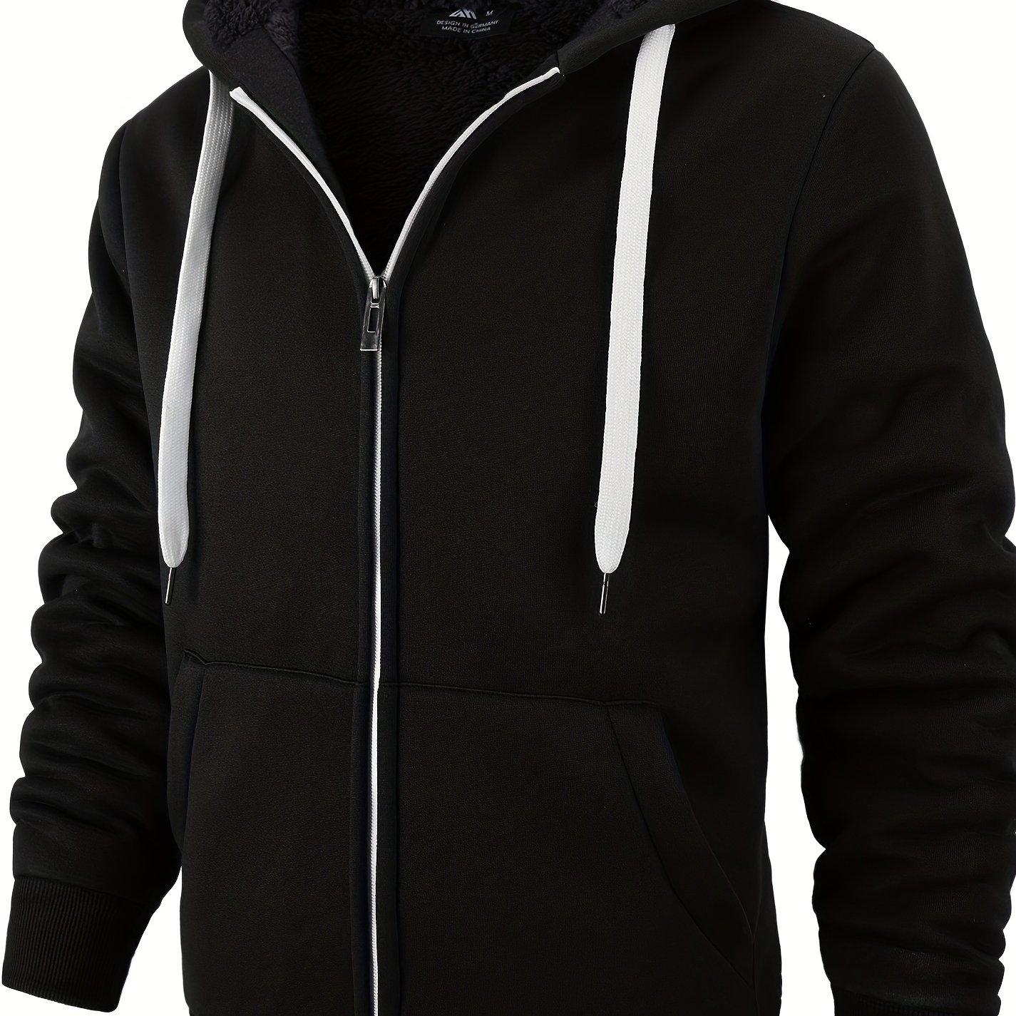 Warm Thick Fleece Lined Coat Solid Color Men's Hooded Jacket - Temu