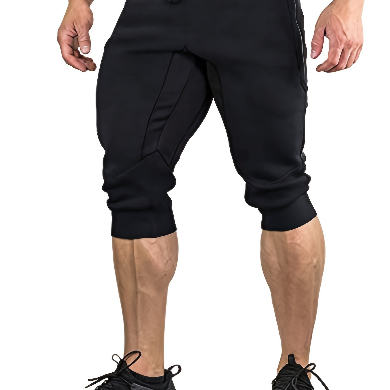 Men's 3/4 Jogger Capri Pants Elastic Drawstring Waist - Temu