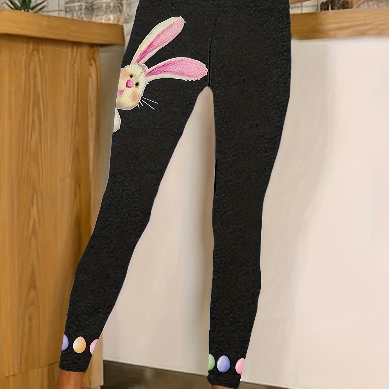 Easter Bunny Skinny Leggings Casual High Waist Stretchy - Temu Canada