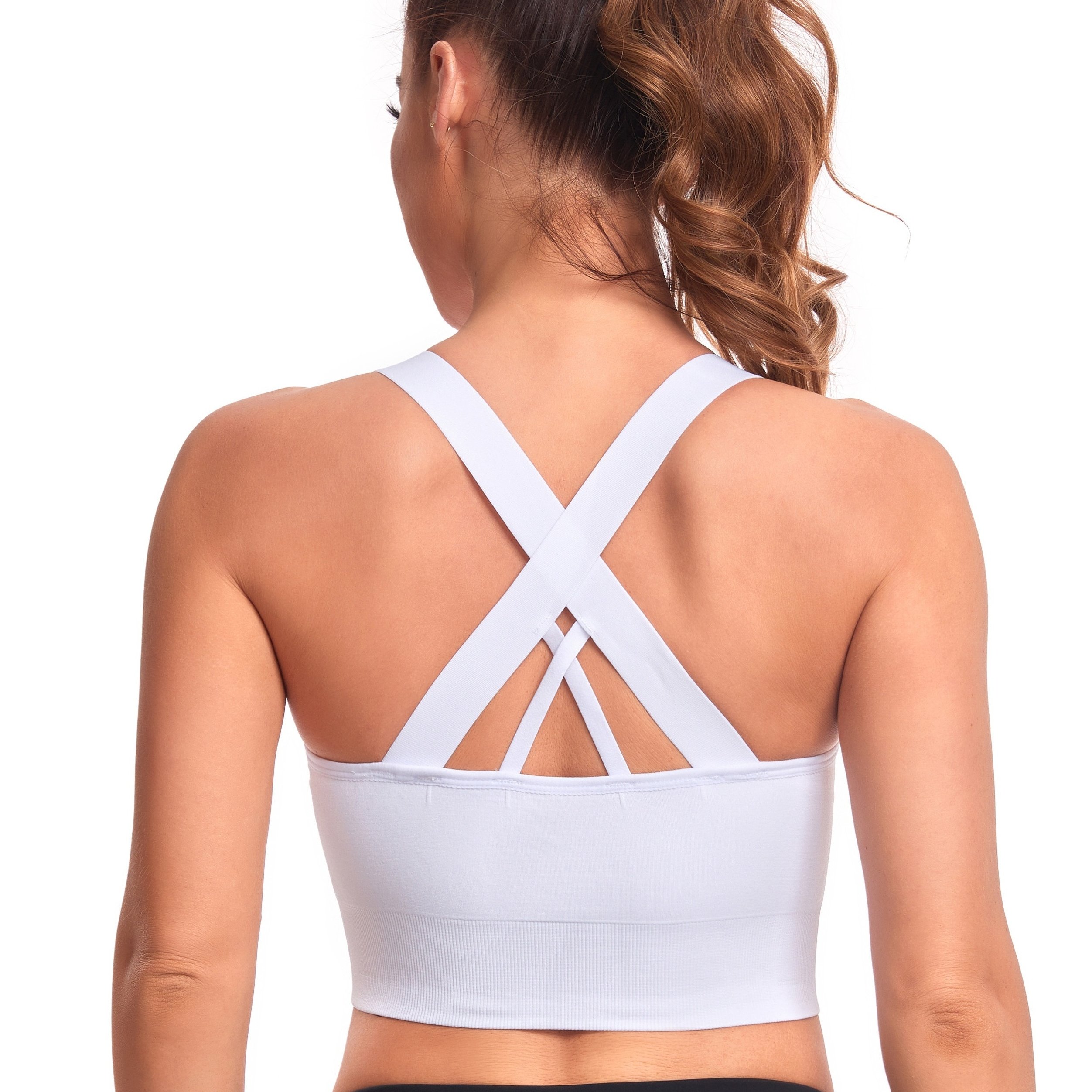 Cropped Gym Top Swimsuit Pads Firm Hold Bras Multiway Backless Bra Strapless  Cup Bras Jumper Active Sports Bra Vest W White : : Fashion