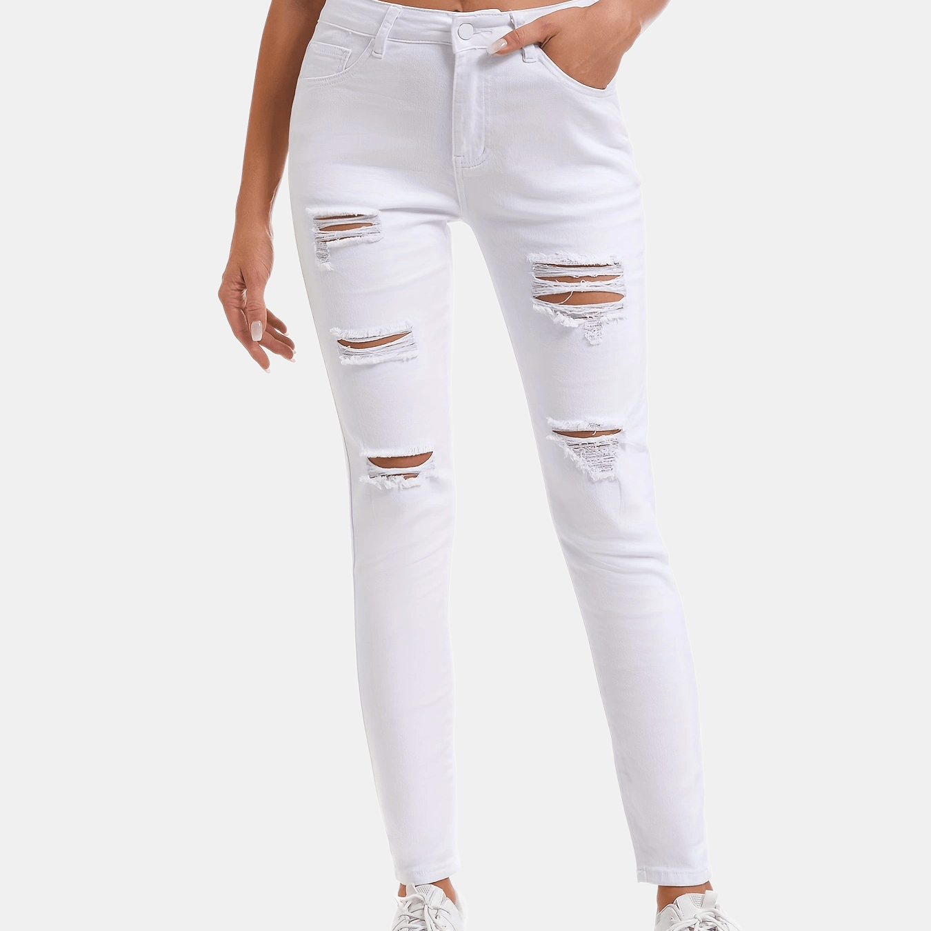 Plain Slight-Stretch Skinny Jeans, Slim Fit Patch Pockets Casual Denim  Pants, Women's Denim Jeans & Clothing