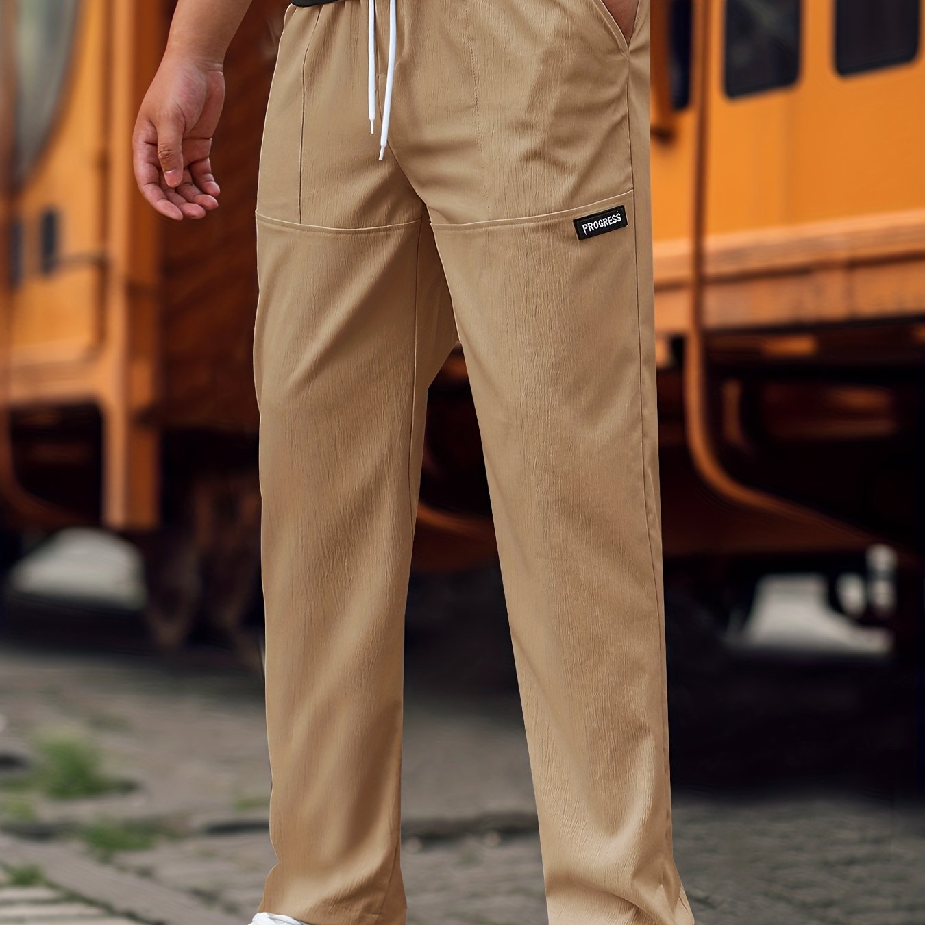 Men's Straight Leg Casual Work Pants Classic Design Waist - Temu