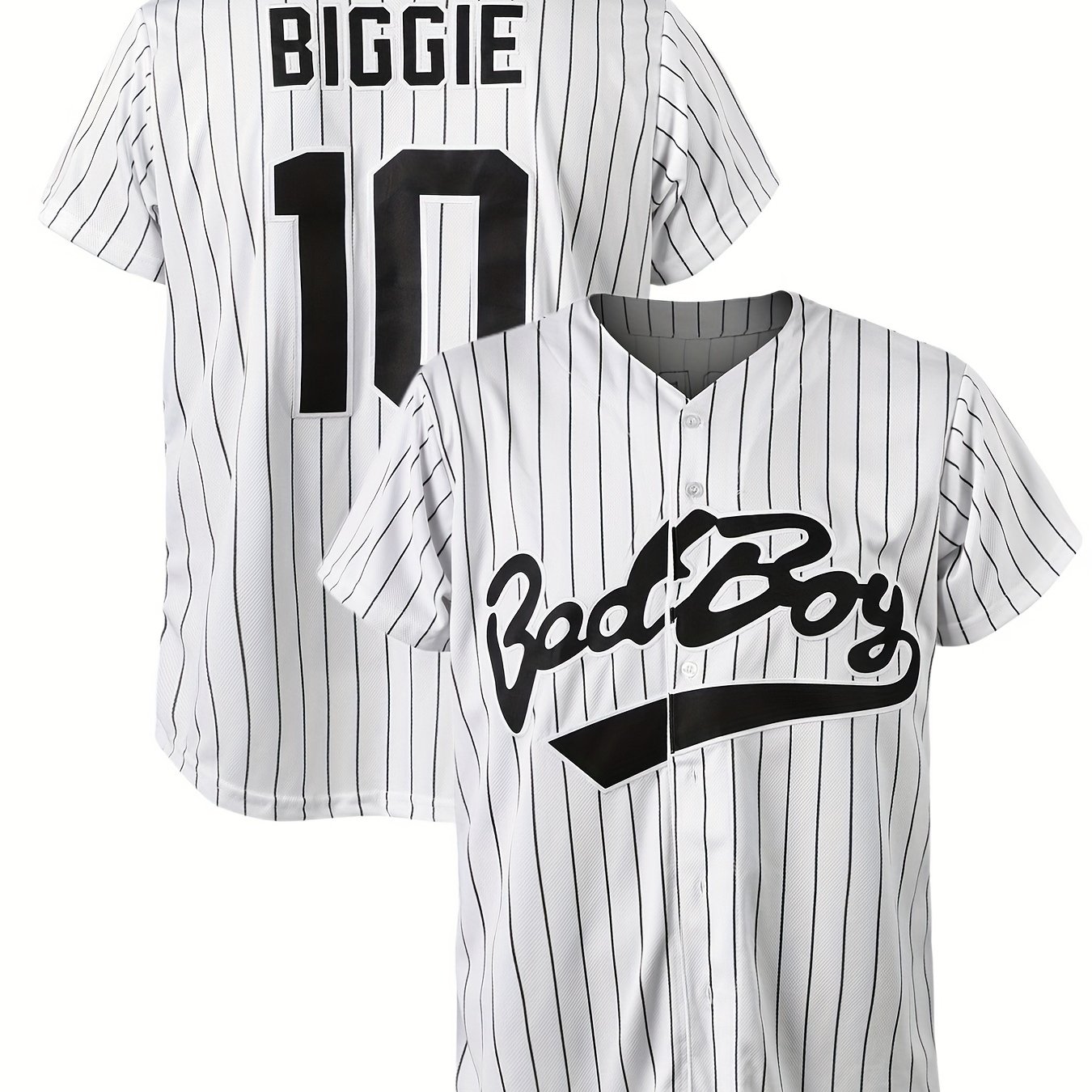 Men's Retro Badboy #10 Biggie Baseball Jersey Yellow Black Red