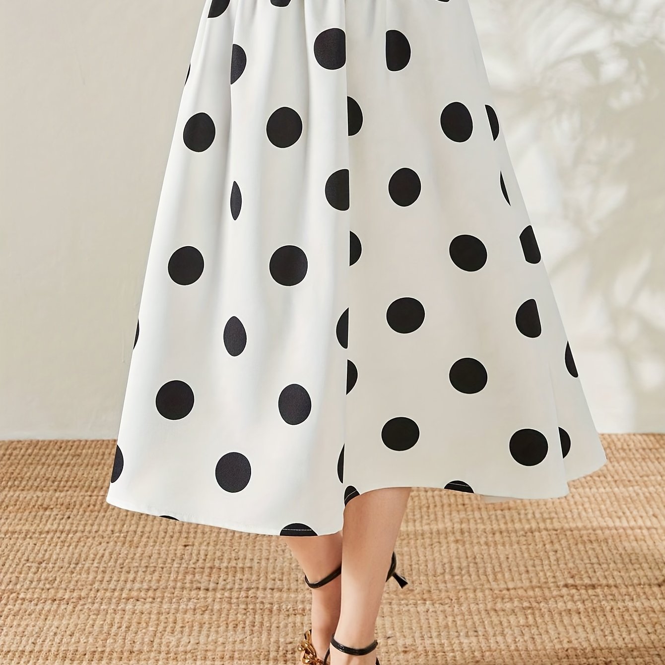 women's high waist polka dot a line skirt white black - Temu