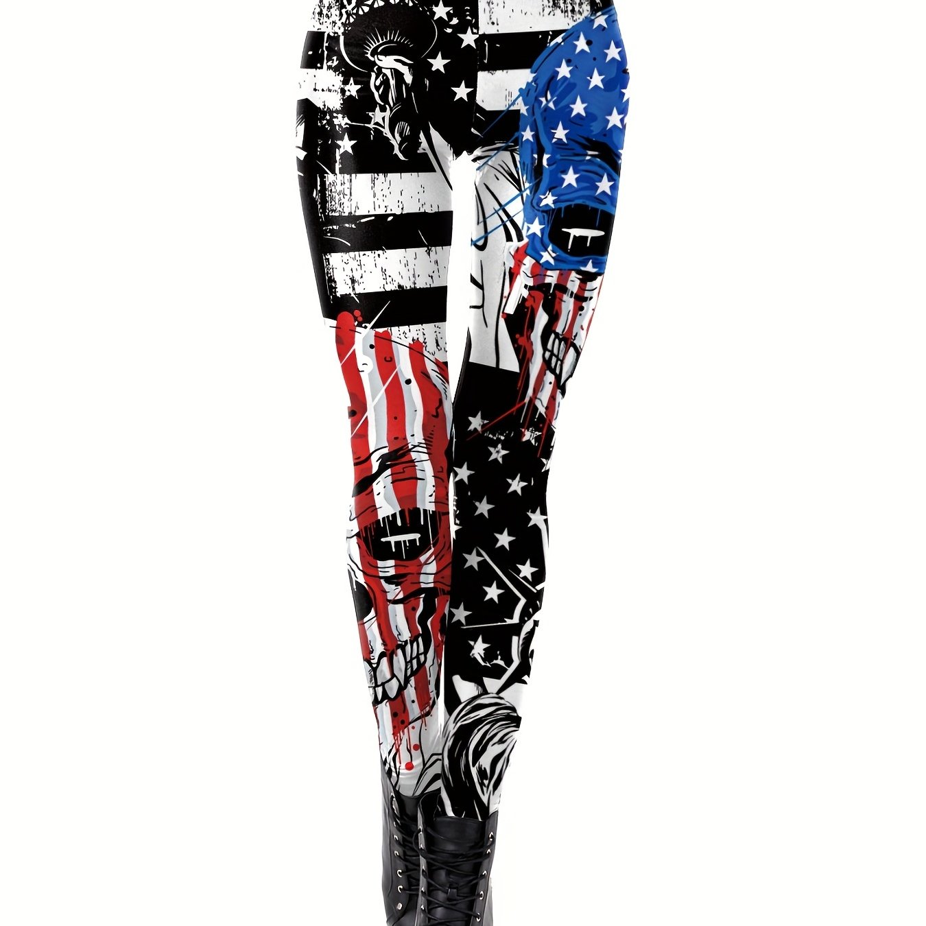 Graphic Print Skinny Leggings Casual Every Day Stretchy - Temu Norway