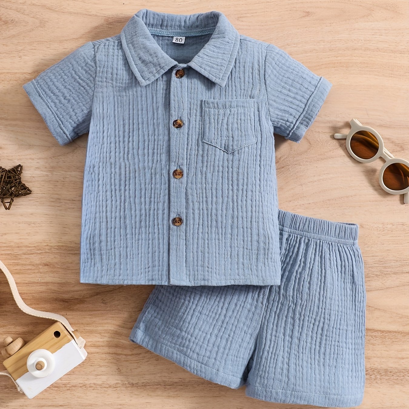 Children'-piece Set | Boys And Girls Spring Baby Outerwear, With Short Sleeves And Lapel Collar, Stretch Fabric, For Outdoor
