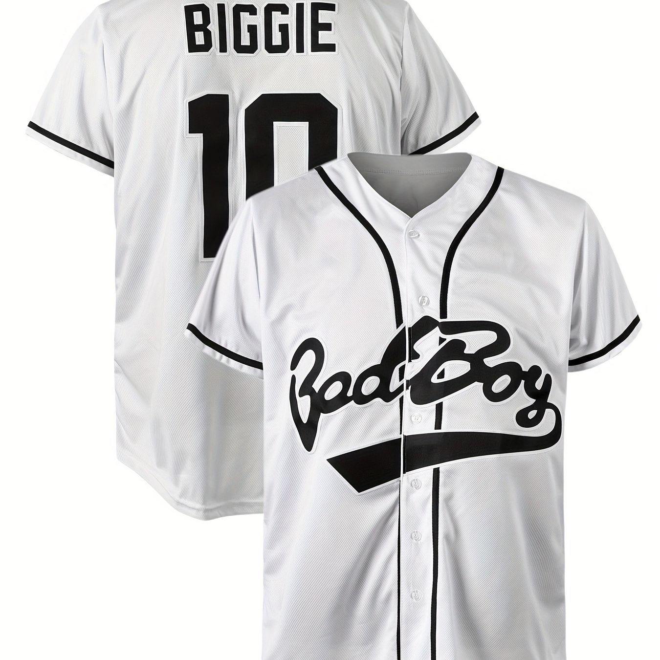 Men's Retro Badboy #10 Biggie Baseball Jersey Yellow Black Red