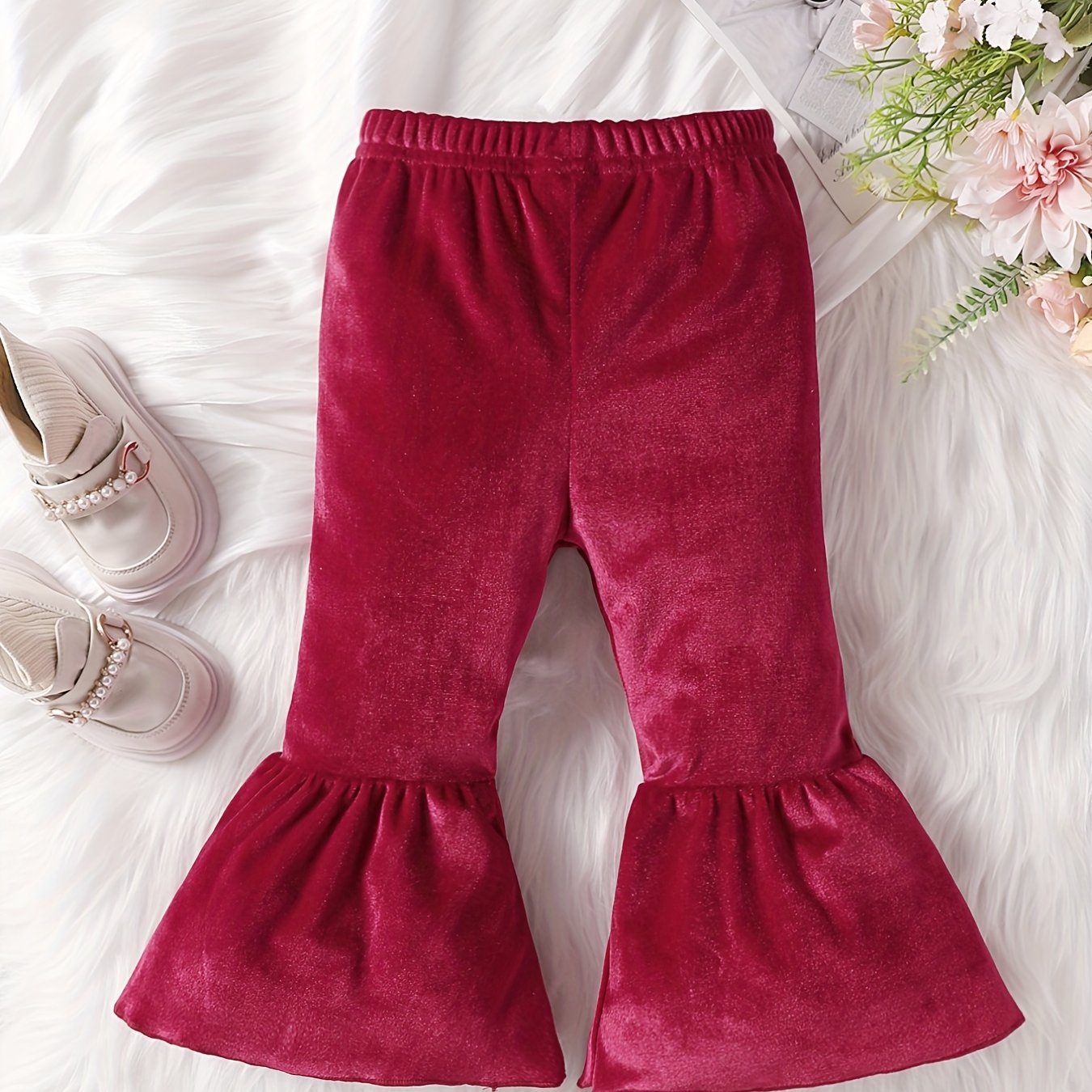  Baby Girls Bell-Bottom Pants Little Kids Velvet Flare Pants  Leggings Trousers Fall Winter Outfits for Toddler (B Ripped Pink,2-3T):  Clothing, Shoes & Jewelry