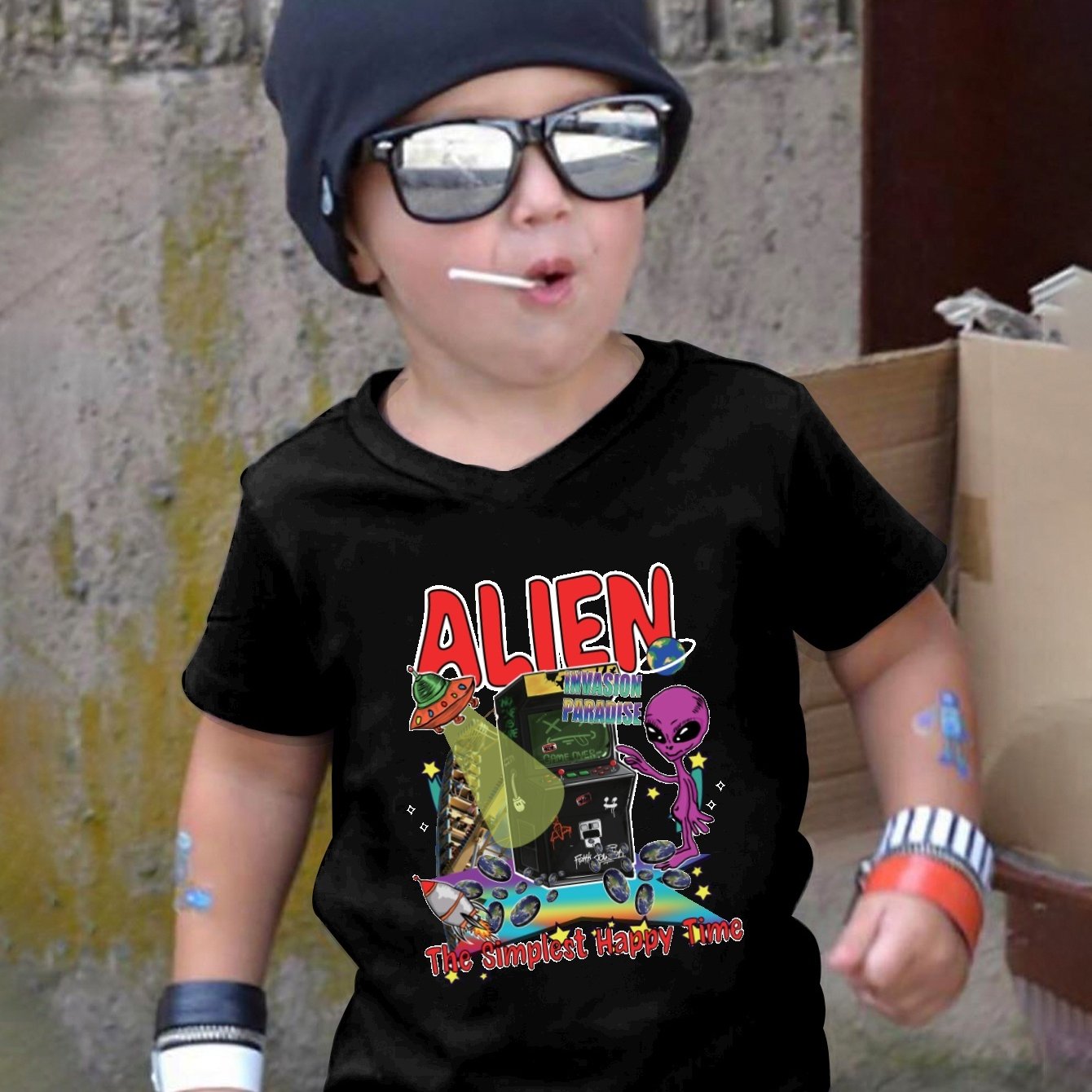 Trendy Alien Print Boys Creative T shirt Casual Lightweight - Temu Portugal