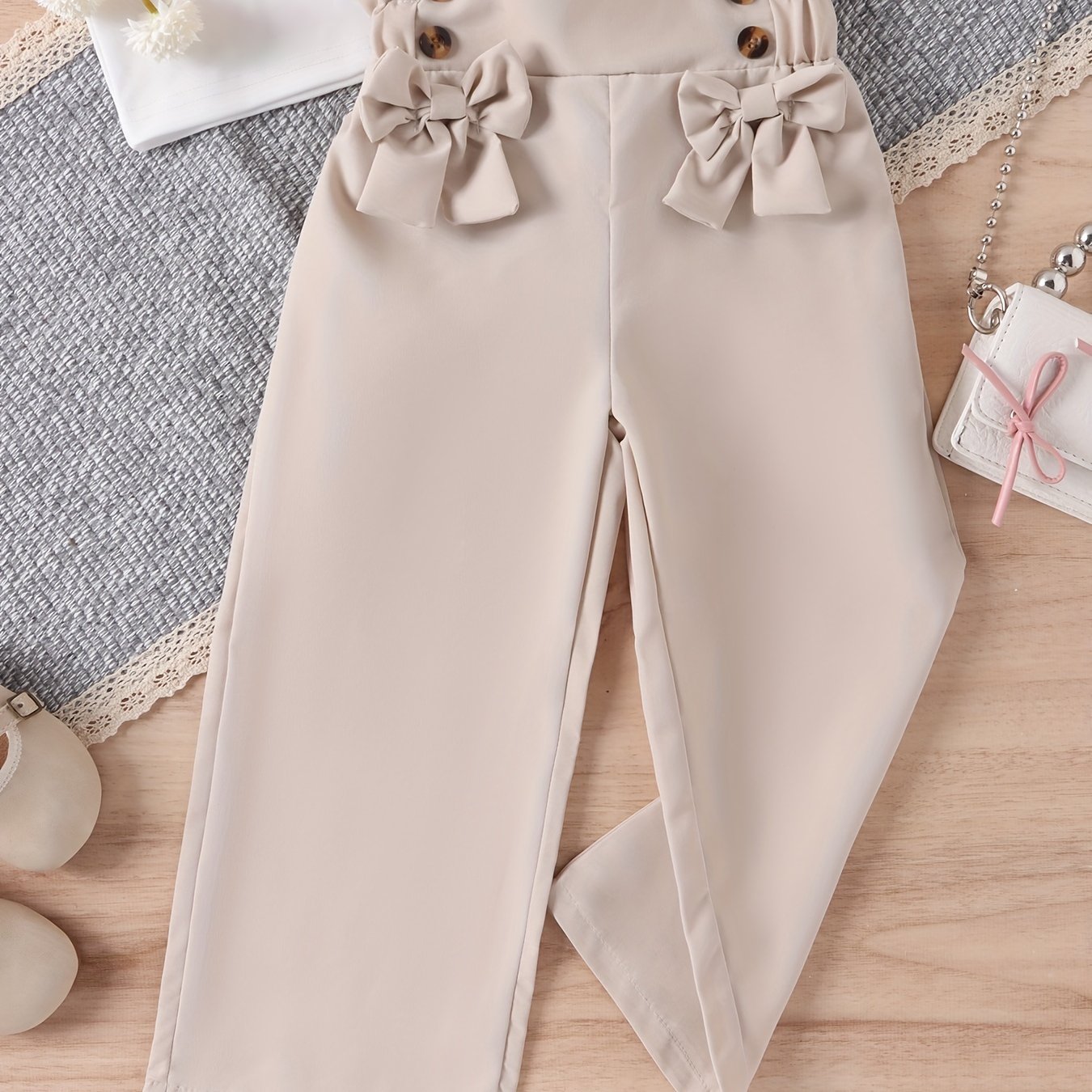 Little Girls' Cute Bow Front Straight Leg Casual Pants Kids, 40% OFF